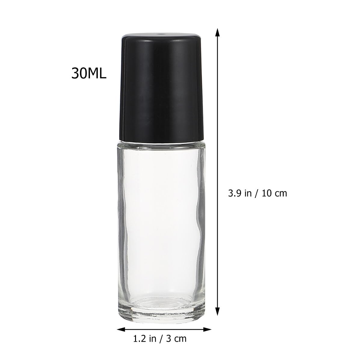 JJLFresheners 2-Pack 30ML Black & Clear Glass Essential Oil Roller Bottles - Refillable Roll-On Containers for Aromatherapy, DIY Blends, Perfumes & Travel Size Skincare - No Funnel Included