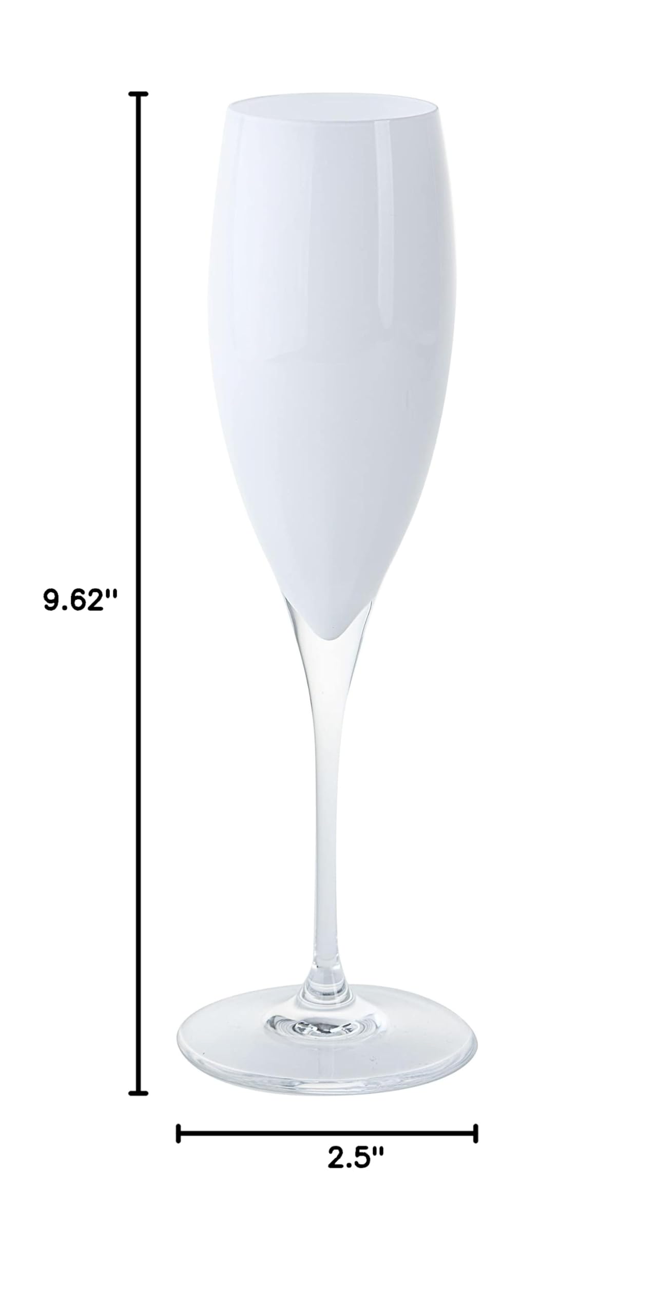 Barski 6-Piece Crystal Champagne Flute Set - 11 oz Elegant Wedding Toasting Glasses, White European-Made Glassware for Celebrations, Anniversaries & Special Occasions
