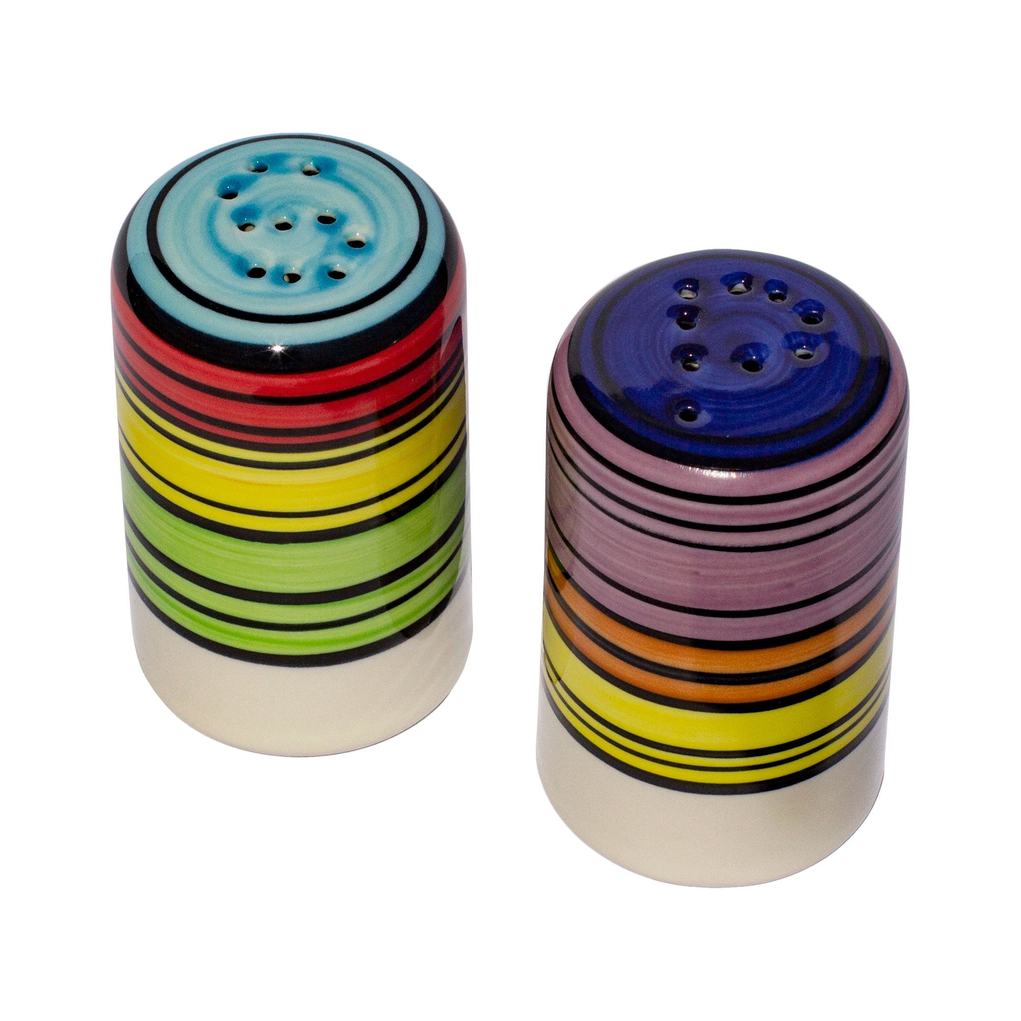 Premium Acapulco Salt and Pepper Shakers Set - Durable Ceramic Spice Dispensers for Kitchen, Dining Table & Outdoor Picnics
