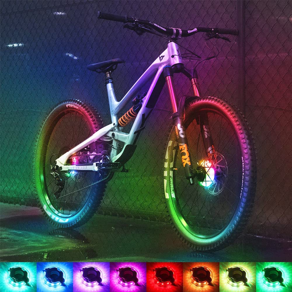 Upgraded RGB Bicycle Wheel Lights - 12 Colors 37 Modes LED Bike Tire Hub Lights for Kids & Teens | Waterproof Scooter Lights for Boys Girls Ages 2-12 | Perfect Birthday Gift for Outdoor Cycling & Night Rides (1 Pack)