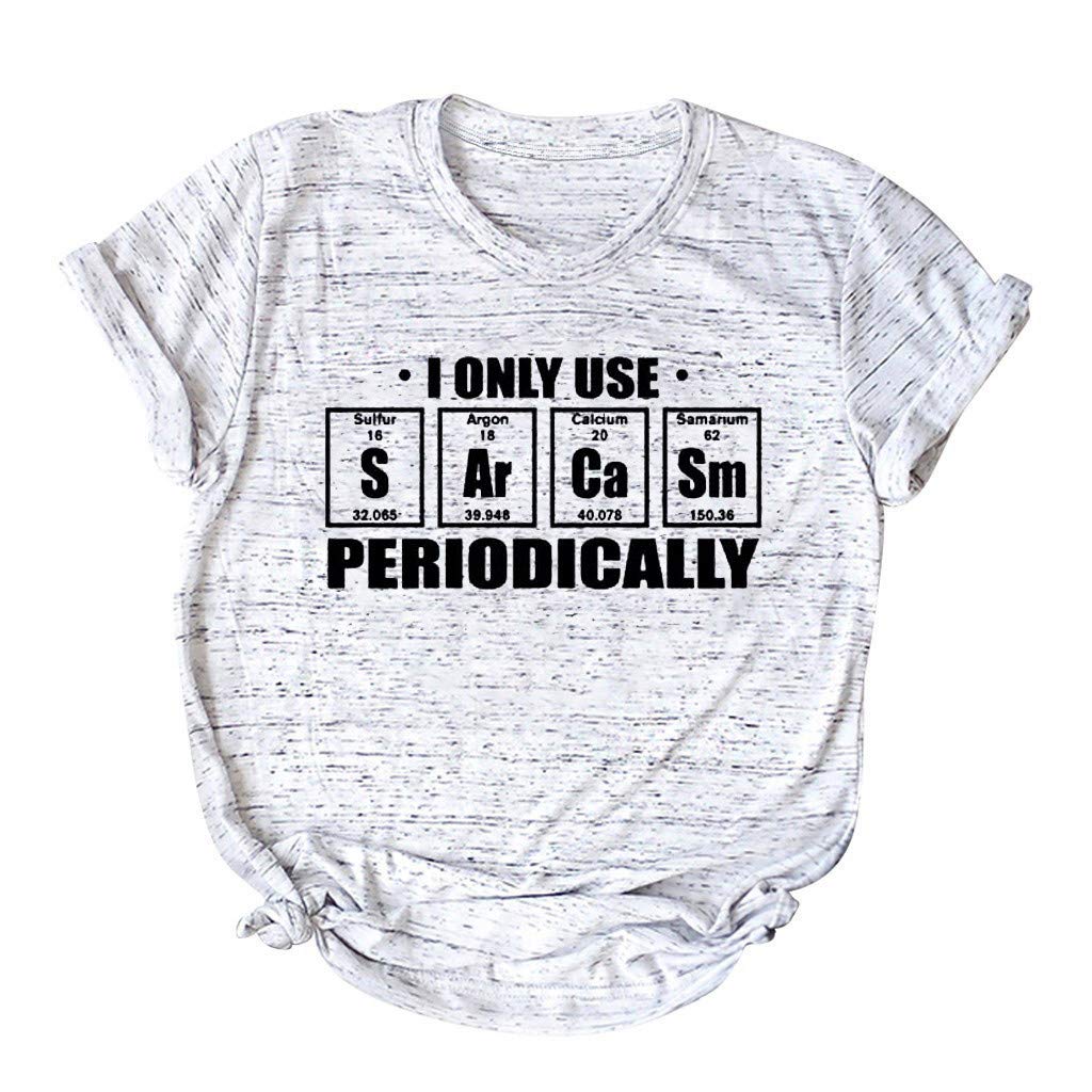 Funny Sarcastic T-Shirts for Women - 'I Only Use Sarcasm Periodically' Graphic Tee - Trendy Humor Shirts for Casual Wear, Parties & Gifts