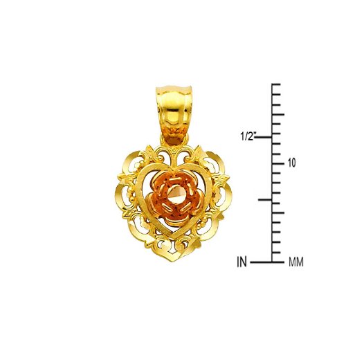 14K Tri-Color Gold Flower Pendant Necklace with 1.2mm Cable Chain - Elegant Jewelry Gift for Women, Perfect for Weddings, Anniversaries & Special Occasions