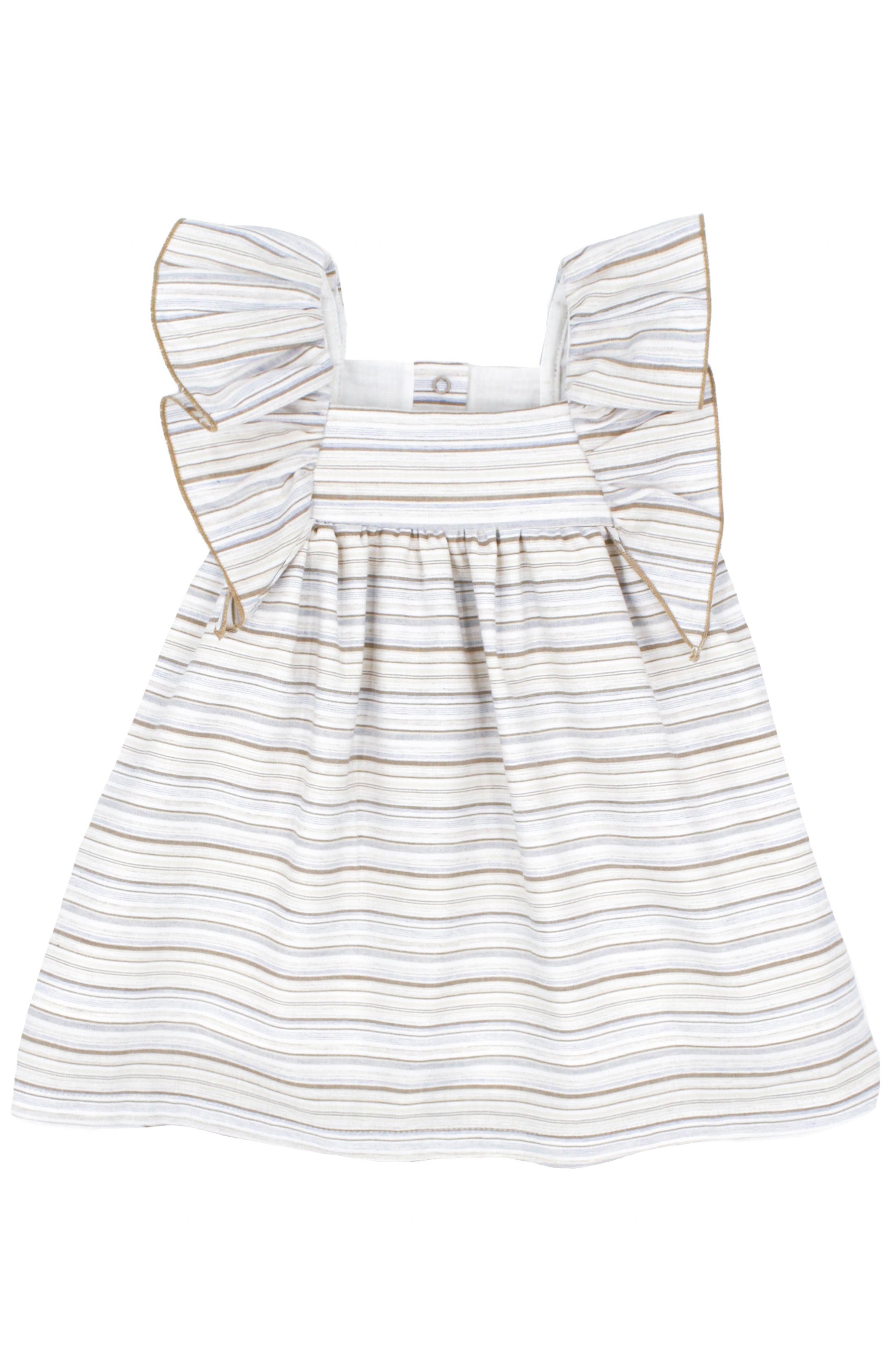 Tia Women's Pale Blue & Beige Striped Summer Dress - Casual Flowy Maxi Dress for Beach, Vacation & Outdoor Parties