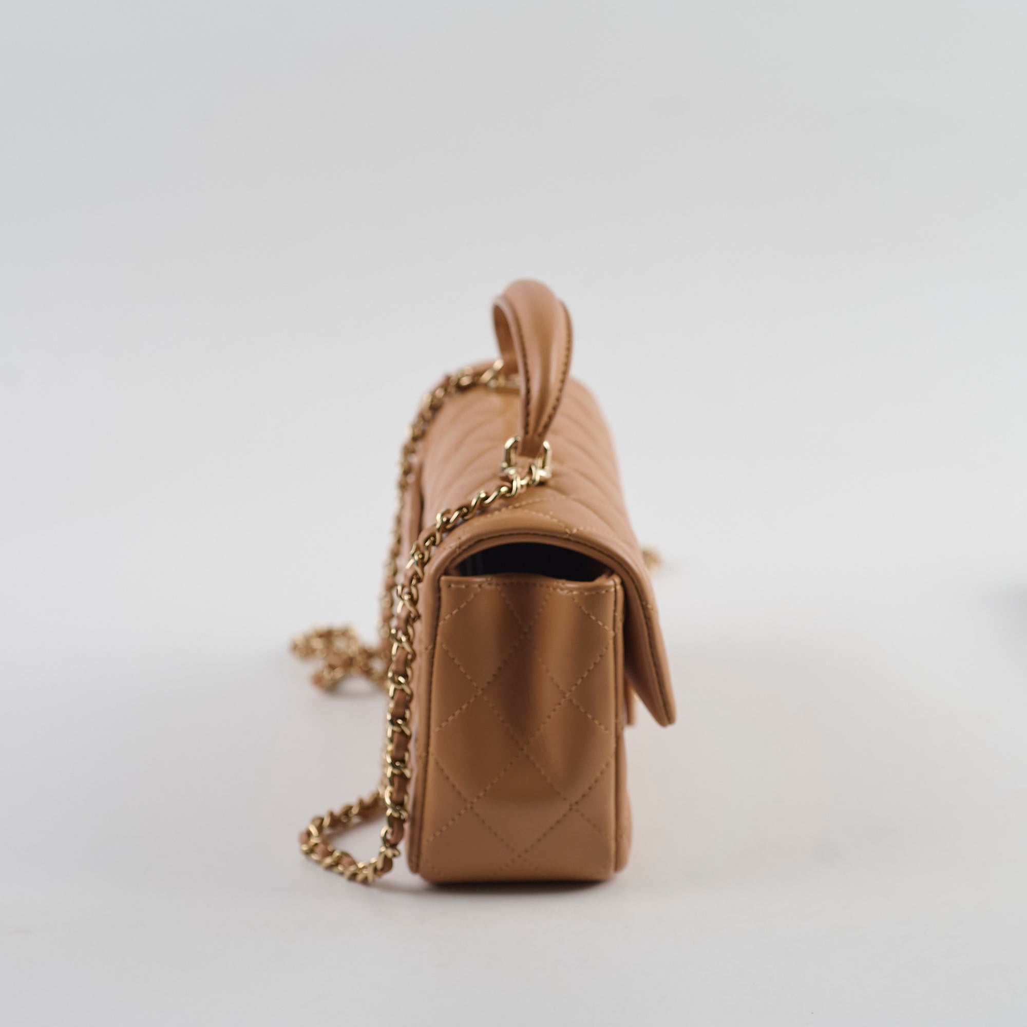 Chanel Mini Rectangular Top Handle Bag in Dark Beige with Microchip - Perfect for Evening Parties, Date Nights & Luxury Fashion Accessories