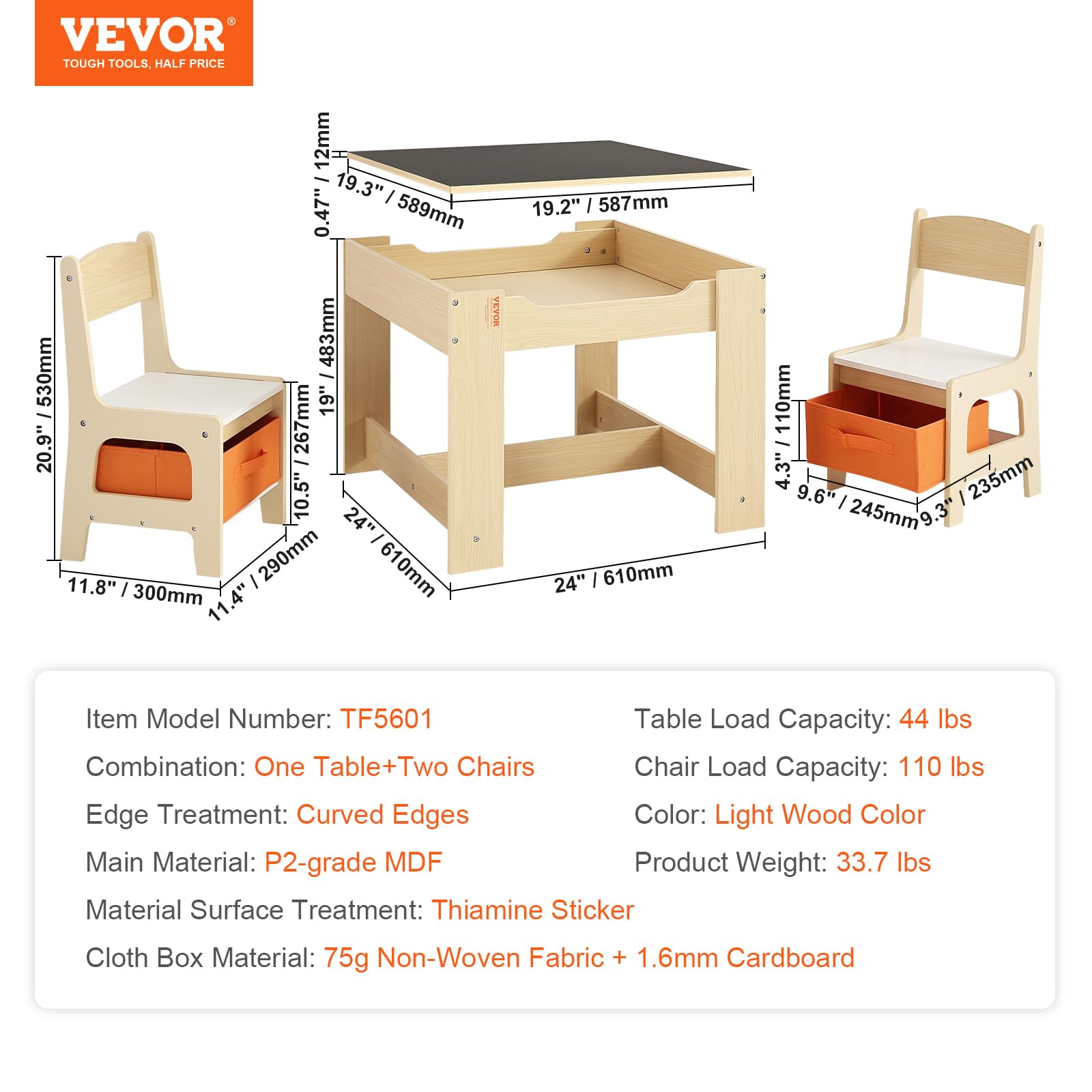 VEVOR Kids Table and Chairs Set - Adjustable Toddler Activity Play Table with Storage, Multifunctional Children's Furniture for Drawing, Learning & Playtime - Perfect for Home, Preschool & Daycare Use