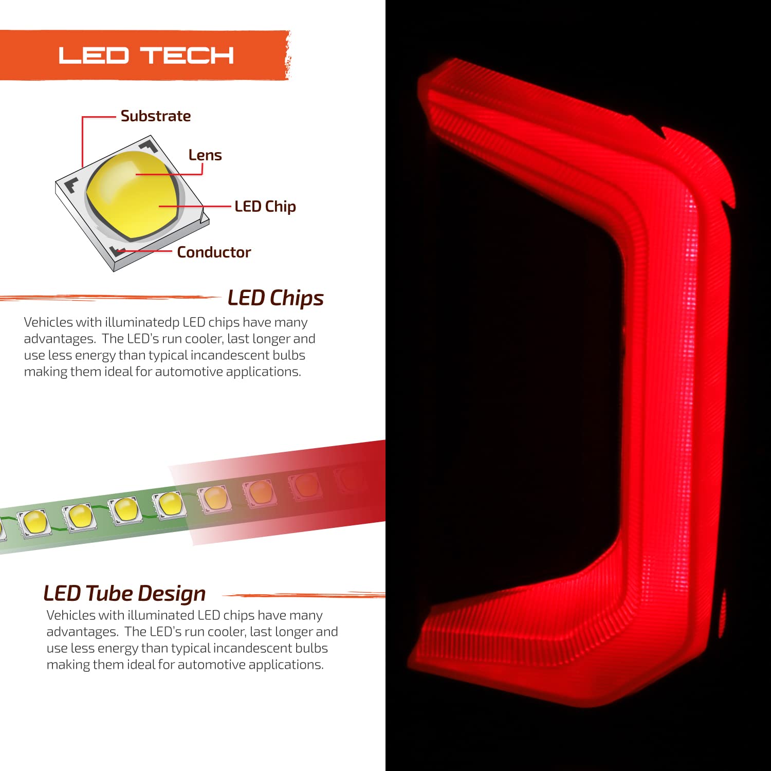 AKKON LED Dark Red Tail Lights Brake Lamp Pair for 2019-2022 Chevy Silverado 1500 (Driver & Passenger Side) - Upgrade Replacement for Incandescent Lights - Perfect for Night Driving & Enhanced Safety