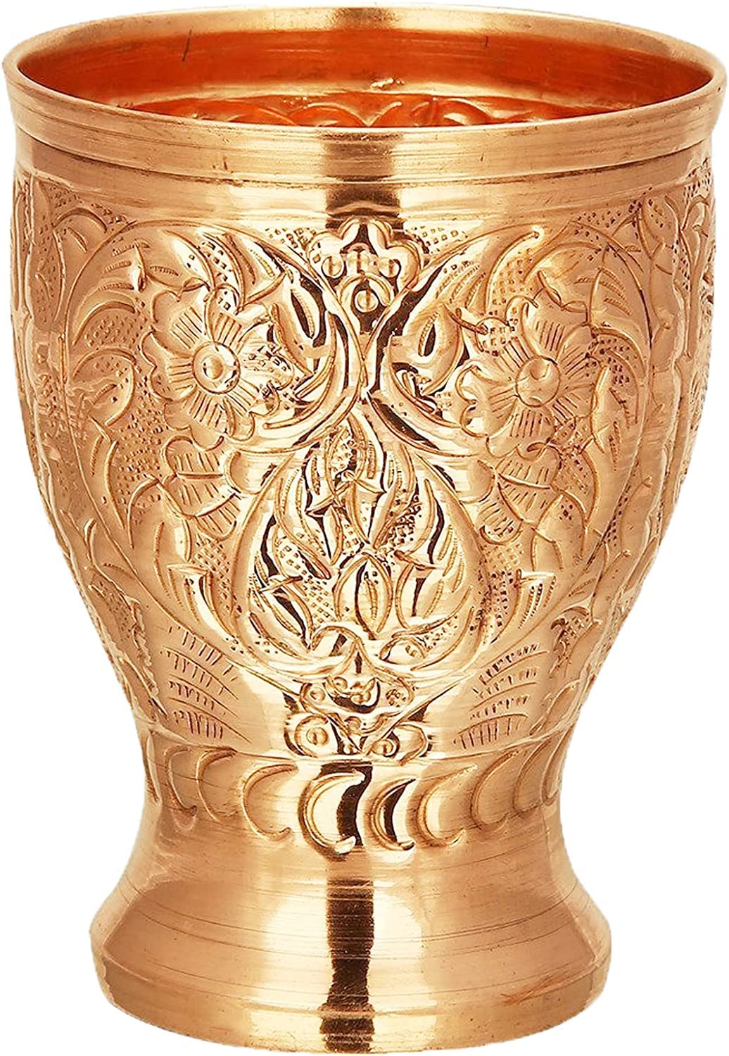 Parijat Handicraft Pure Copper Moscow Mule Cup - 100% Handcrafted Embossed Mint Julep Tumbler (2.9