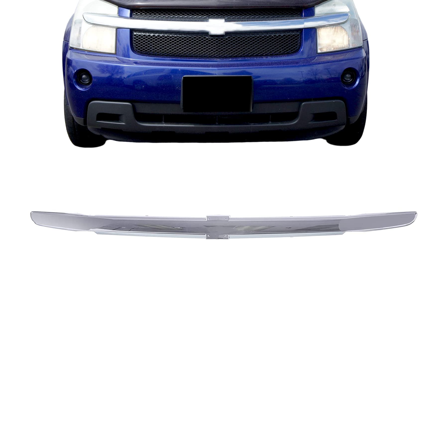Chrome Front Grill Grille Molding Trim for 2005-2009 Chevrolet Equinox | Replacement Bumper Cover Accessory | Perfect for Car Customization & Restoration Projects