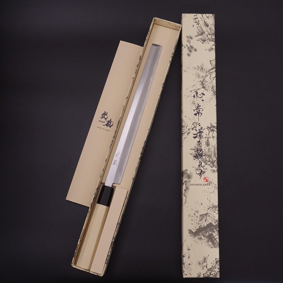 Premium Takohiki Japanese Sushi Knife - Blue Steel #2 Kasumi Finish with Buffalo Magnolia Handle (270mm) - Perfect for Sushi Chefs & Professional Kitchen Use