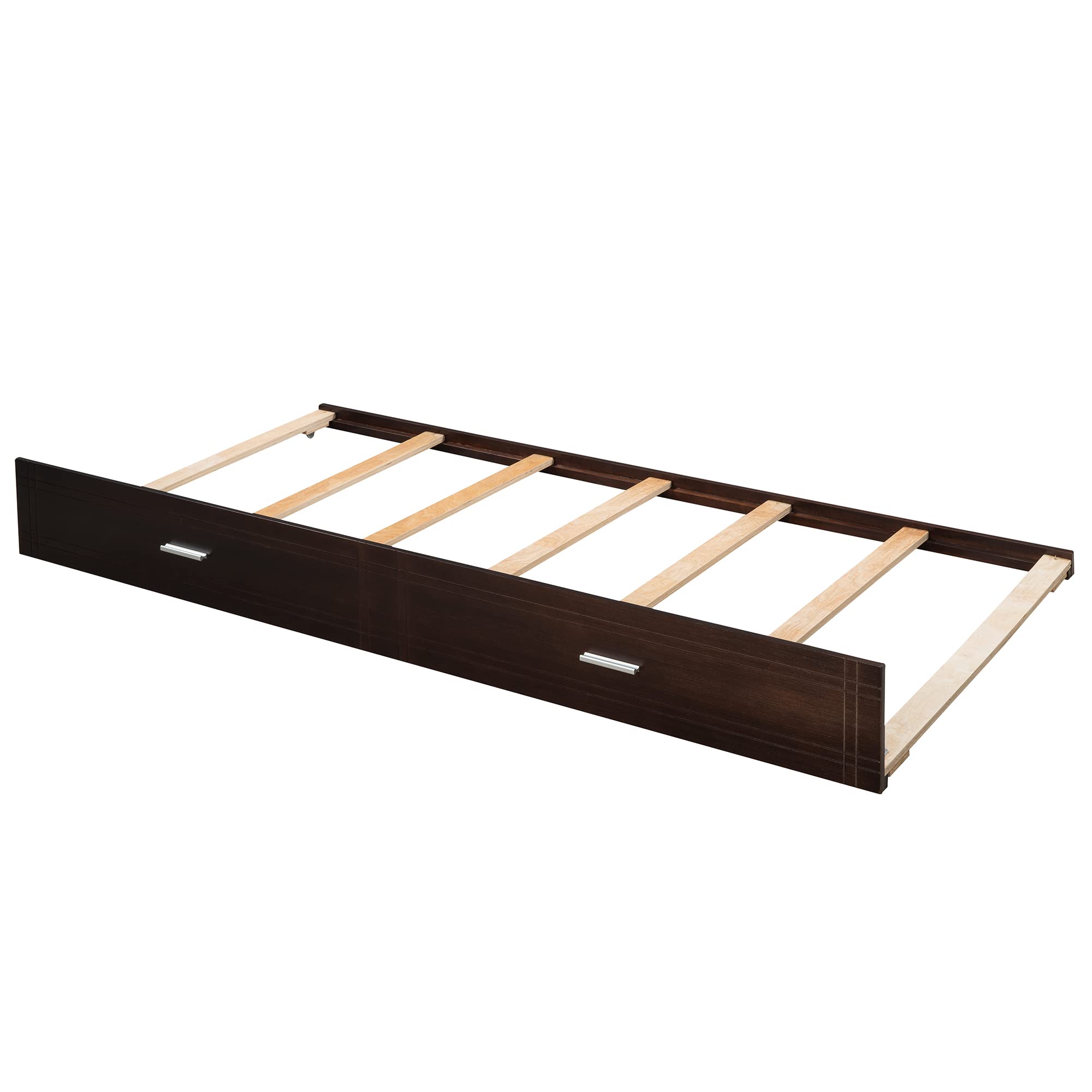 Twin Bunk Bed with Trundle & Storage Stairs - Solid Wood Frame for Kids' Bedroom