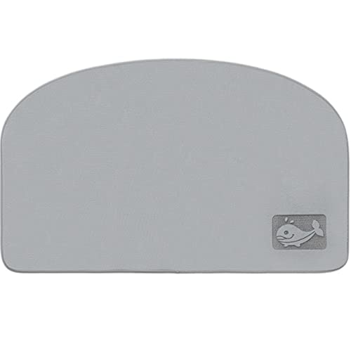 Premium Memory Foam Whale Bath Rug - Super Absorbent, Anti-Slip Semicircle Bath Mat (Grey, 40x60cm) for Bathroom, Shower & Nursery Floor Safety