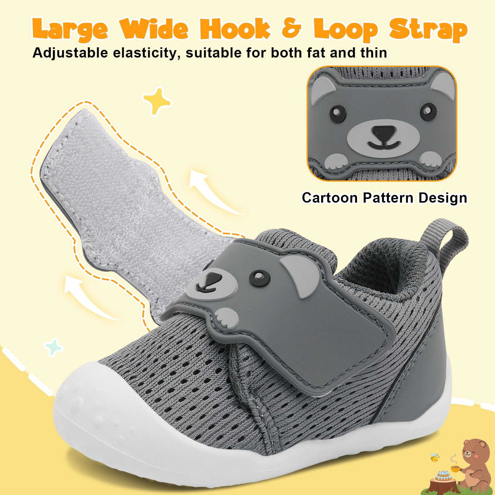 FEETCITY Baby Walking Shoes - Wide Toddler Sneakers for Boys & Girls | Breathable Barefoot Slip-On Infant Shoes | Perfect for First Steps, Playtime & Daycare
