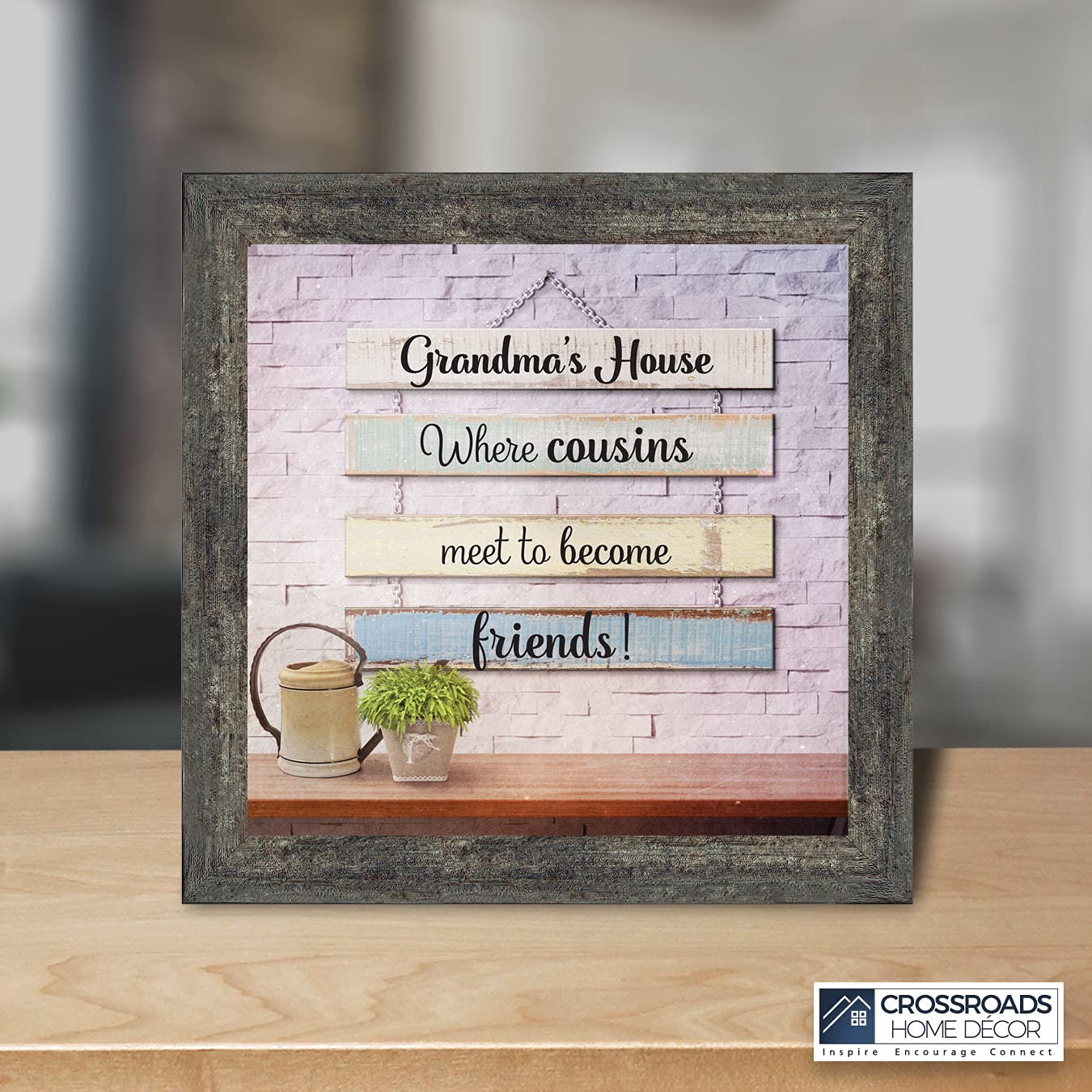 Crossroads Home Décor Grandma's House Picture Frame - 'Where Cousins Meet to Become Friends' - Perfect Gift for Cousin or Grandma (8731BW) - Ideal for Family Reunions, Living Room Displays & Heartwarming Home Décor