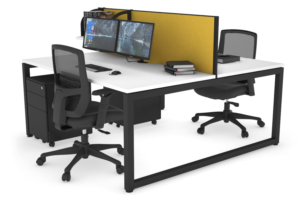 Quadro Loop Legs 2 Person Office Workstation - 1600L x 800W with Cable Management - Modern Shared Desk for Collaborative Workspaces & Home Offices