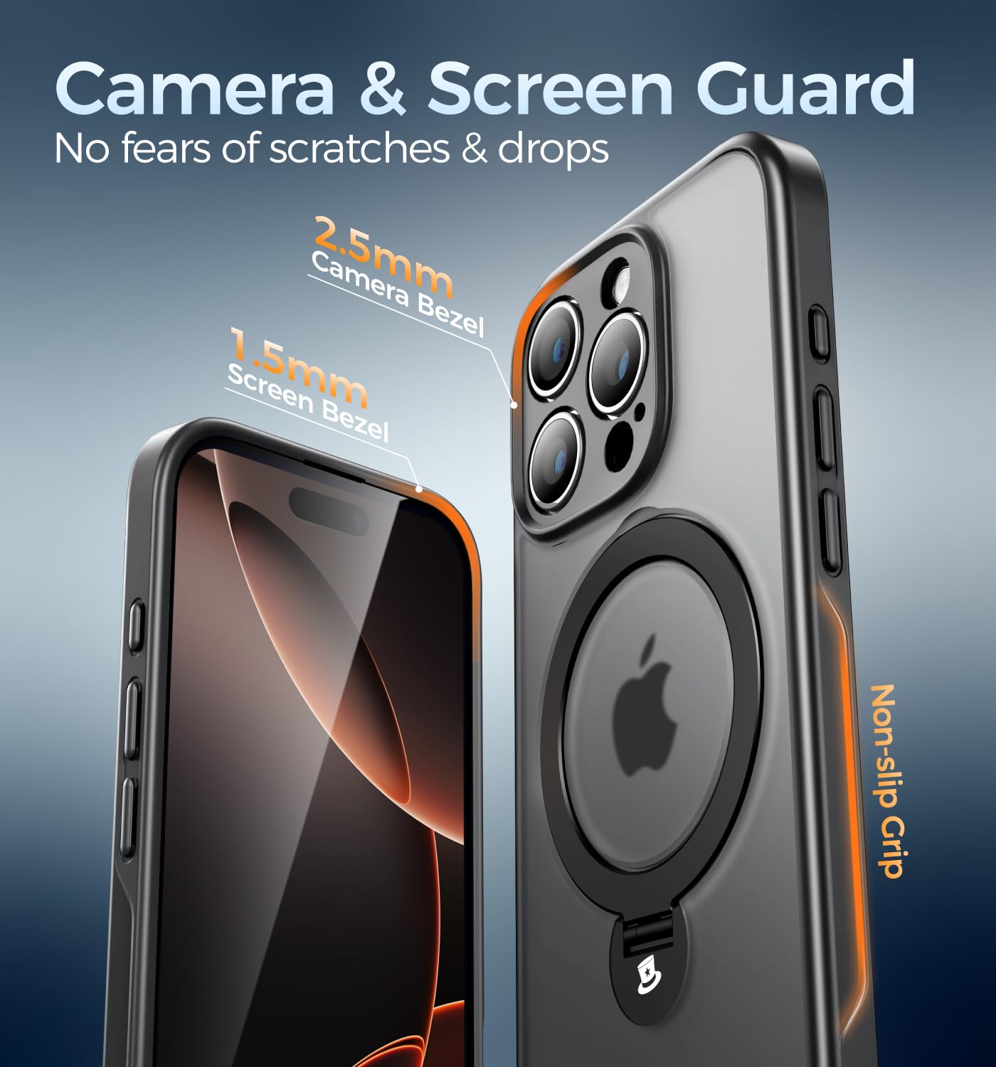 MAGIC JOHN Magnetic iPhone 16 Pro Max Case with Sturdy Kickstand - Military-Grade Drop Protection, MagSafe Compatible, Shockproof Translucent Cover for iPhone 16 Pro Max (6.9 Inch) - Perfect for Outdoor Adventures, Travel & Daily Protection (Black)