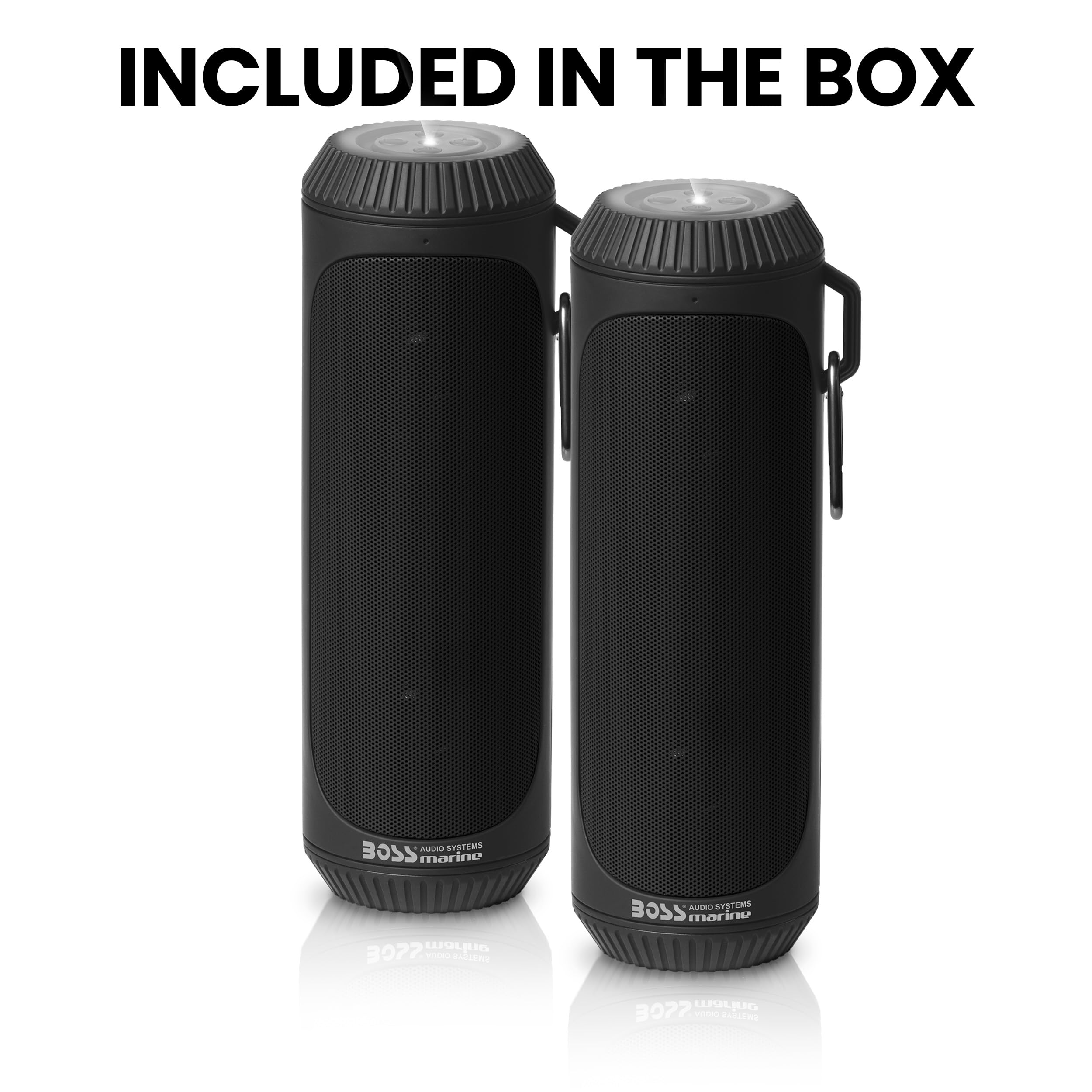 Boss BOLTBLK Wireless Bluetooth Speaker - Portable Waterproof Speaker with Powerful Bass, Black (Pair) - Perfect for Outdoor Adventures, Beach Parties & Home Entertainment