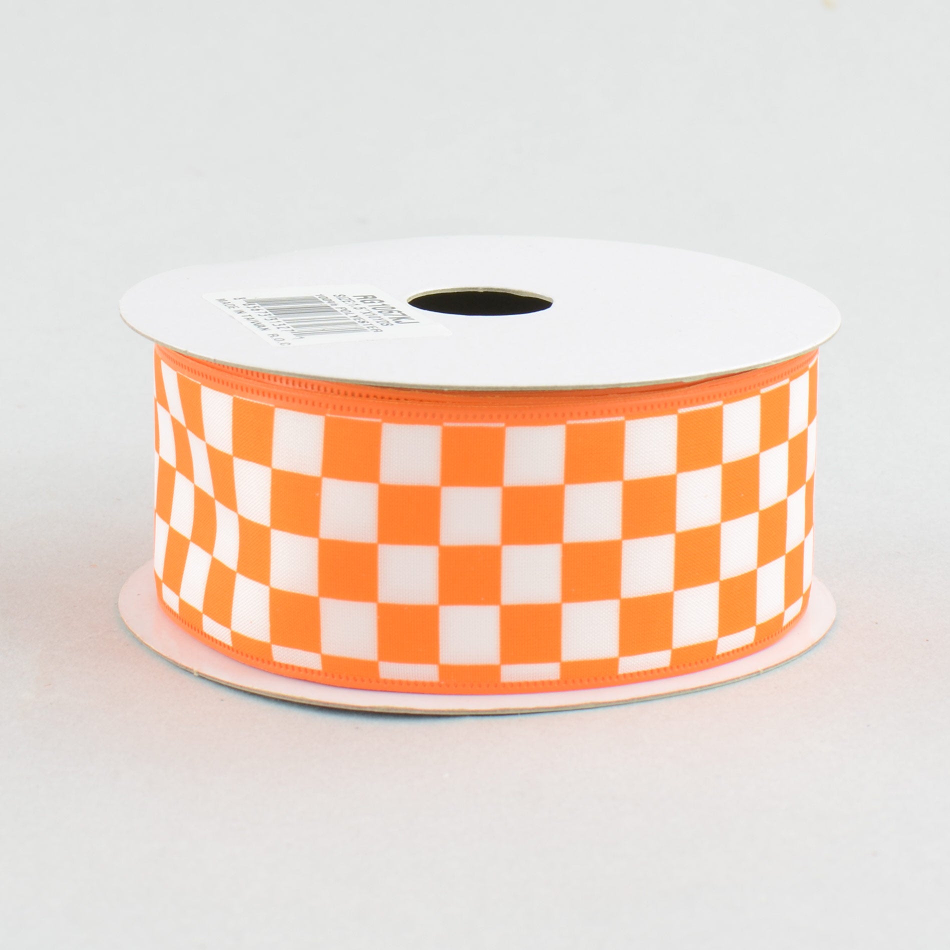 1.5 Inch Orange and White Checked Ribbon - 10 Yards Bulk Roll for Gift Wrapping, Crafts, Party Decorations, and DIY Projects