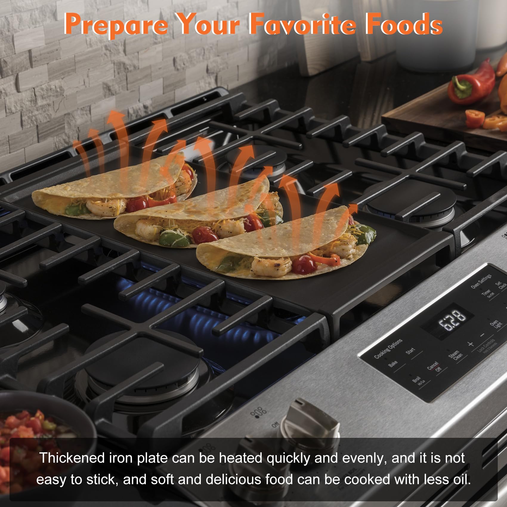 UPGRADED WB31X24738 Griddle Replacement for GE Gas Range - WB31X24998 Cast Iron Griddle Plate, 9×19.5 Inch Nonstick Cooking Surface (Food Grade) - Perfect for Pancakes, Burgers & Breakfast Cooking