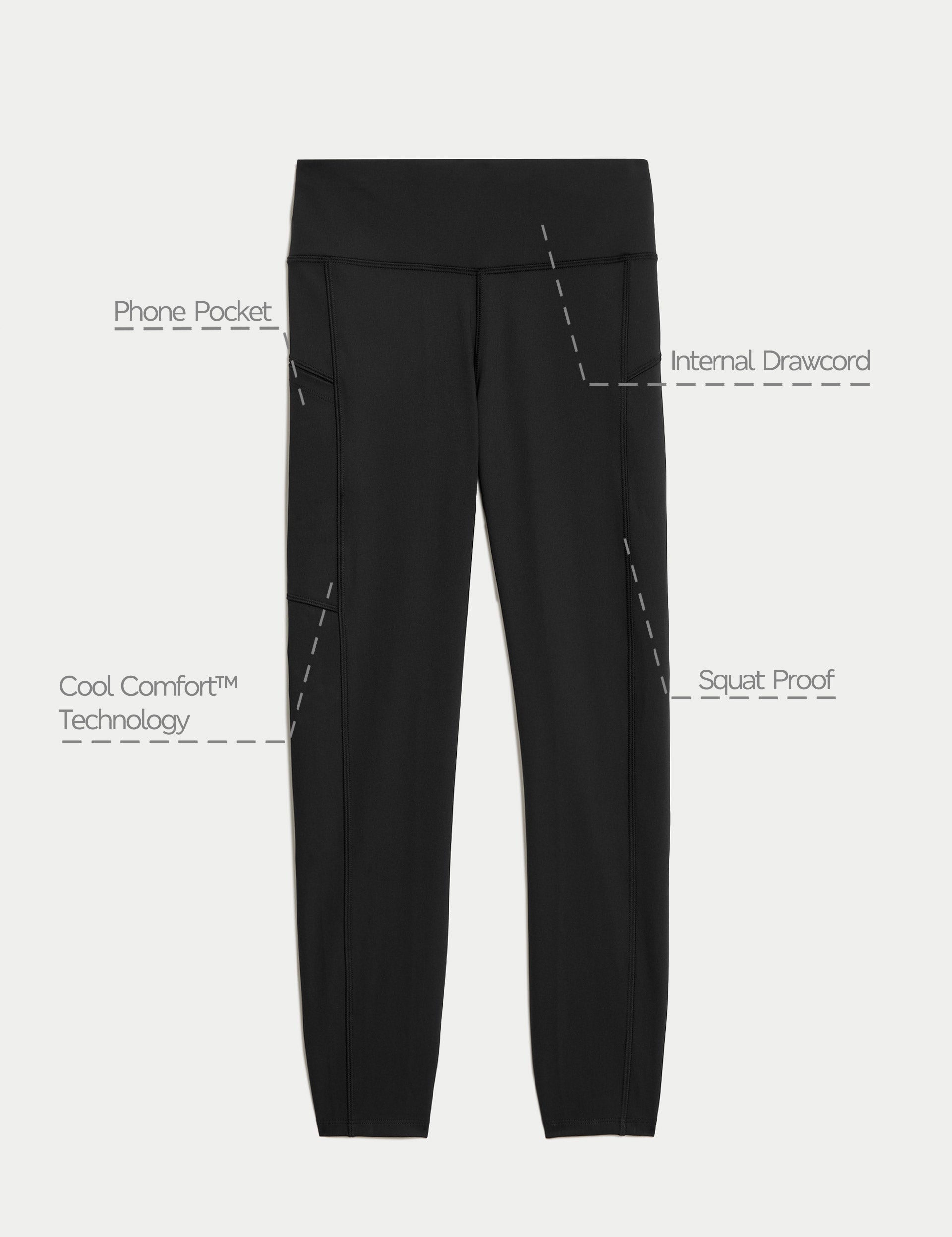 Go Move High Waisted 7/8 Gym Leggings for Women - Black Workout Yoga Pants with Tummy Control - Perfect for Running, Fitness & Lounge Wear