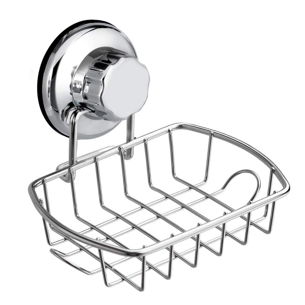 Rustproof SANNO Shower Caddy Organizer with Suction Cups - Large Deep Wire Basket for Bathroom Storage, Soap Dish Holder & No Damage Bath Shelf - Perfect for Shower Organization and Bathroom Accessories