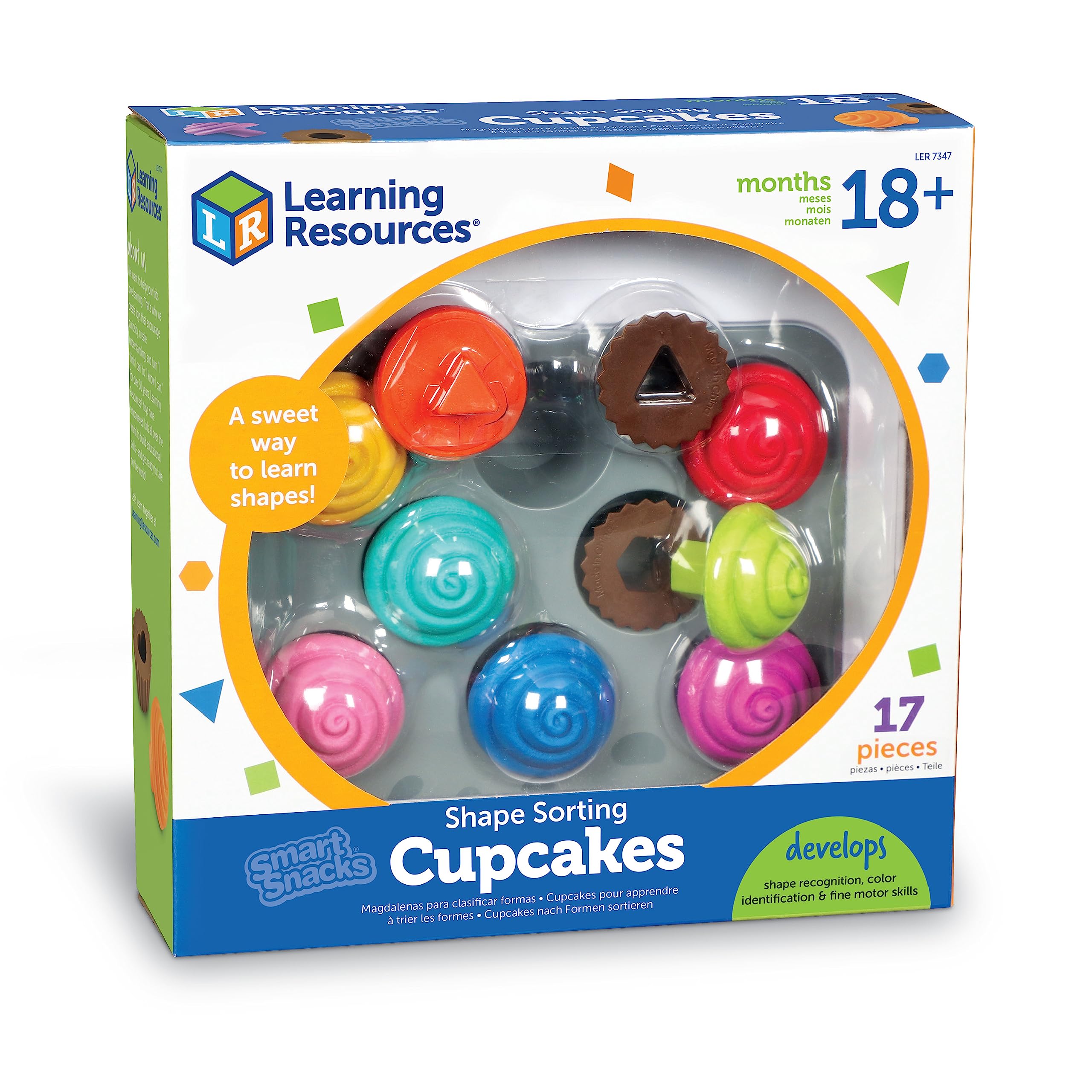 Learning Resources Smart Snacks Shape Sorting Cupcakes - 17 Piece Educational Toy for Toddlers 18+ Months - Develop Fine Motor Skills & Color/Shape Recognition - Perfect for Preschool Learning & Birthday Gifts
