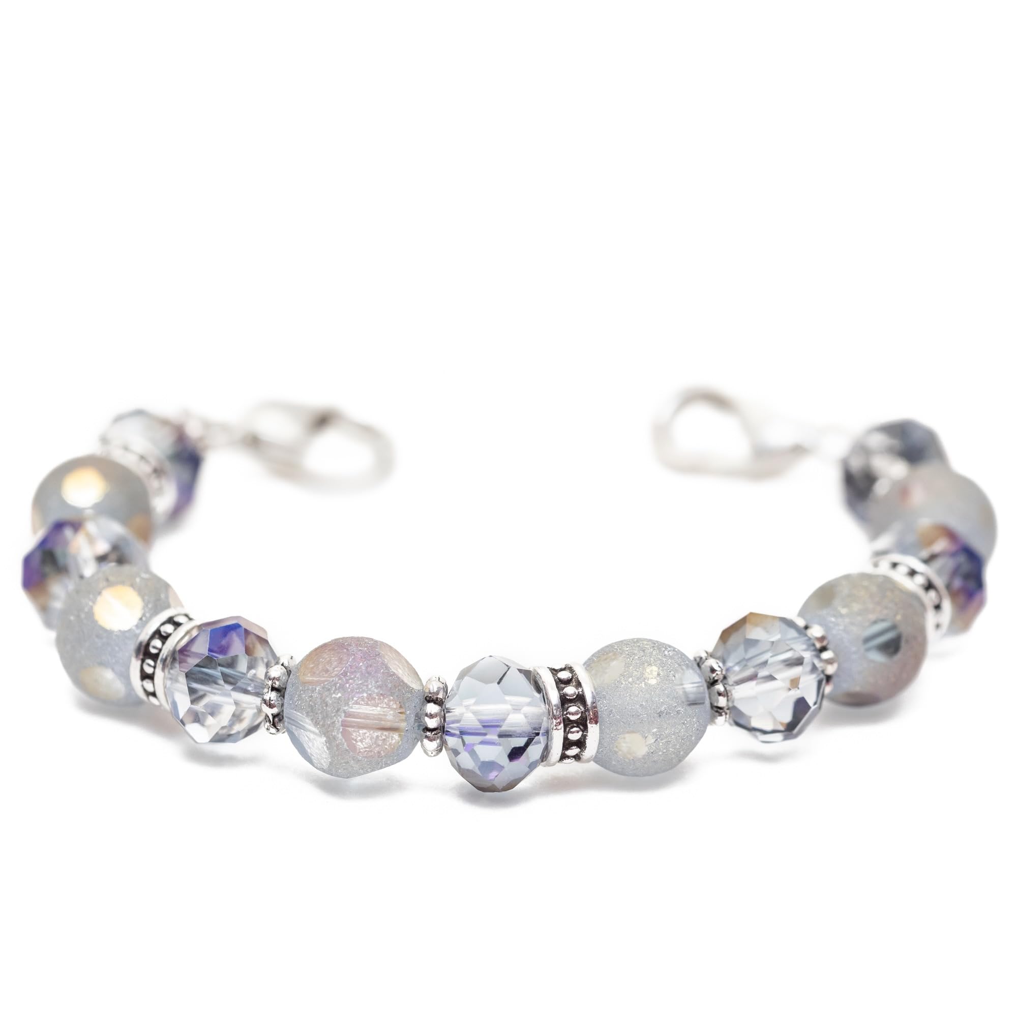 Stretch Medical Alert Bracelet Replacement Band - Interchangeable Beaded Style for Medical ID (Galaxy Metallic, Average 5.5