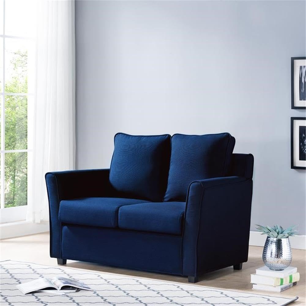 Furniture of America Lillard Fabric Upholstered Loveseat in Royal Blue - Modern Sofa for Living Room, Small Space & Apartment Decor
