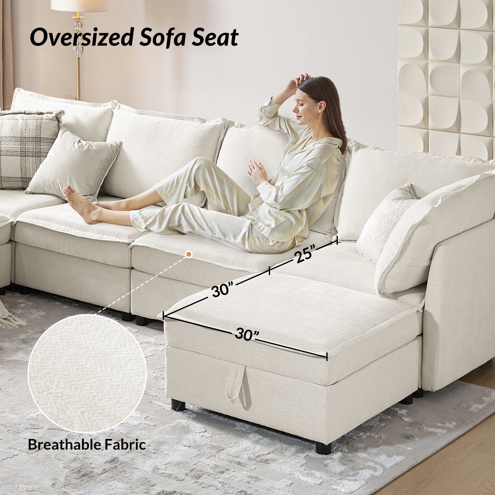 Harmetrix 8-Seater Soft Sectional Sofa with Storage | Modern L-Shaped Couch for Living Room | Comfortable & Spacious for Family Gatherings & Movie Nights