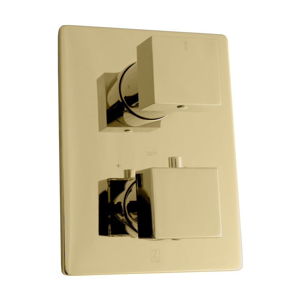 ZLINE Crystal Bay Thermostatic Shower System in Polished Gold - Luxury Bathroom Fixture with Temperature Control - Perfect for Modern Home Spa & Master Bathroom Renovation