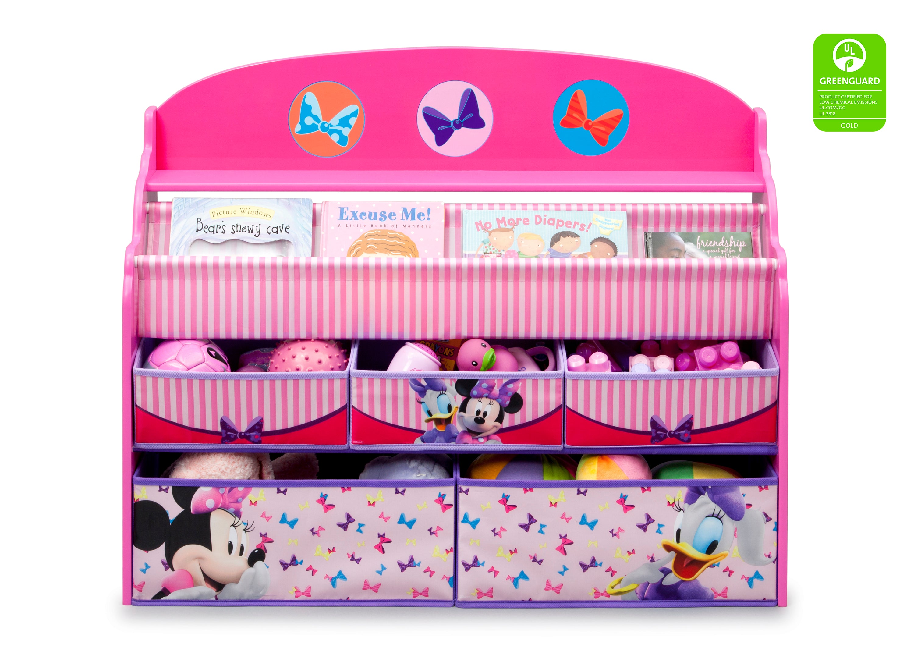 Minnie Mouse Deluxe Book & Toy Organizer for Kids - Disney Themed Storage Solution for Bedroom & Playroom - Perfect for Organizing Books, Toys & School Supplies