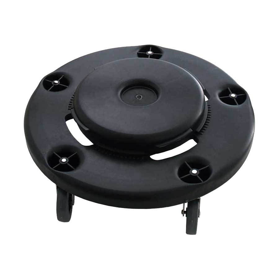 Huskee Round Trash Can Dolly - Heavy Duty Black Utility Cart for Easy Mobility | Perfect for Kitchen, Office, and Outdoor Waste Disposal