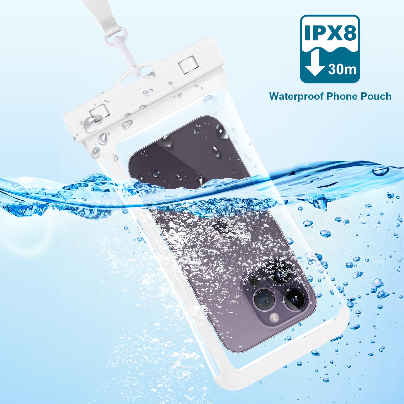 **CITAMAMA IPX8 Waterproof Phone Pouch - Universal Waterproof Case for iPhone 15 Pro Max/14 Pro/13 & Galaxy S24/S23 Ultra (Fits Up to 6.9