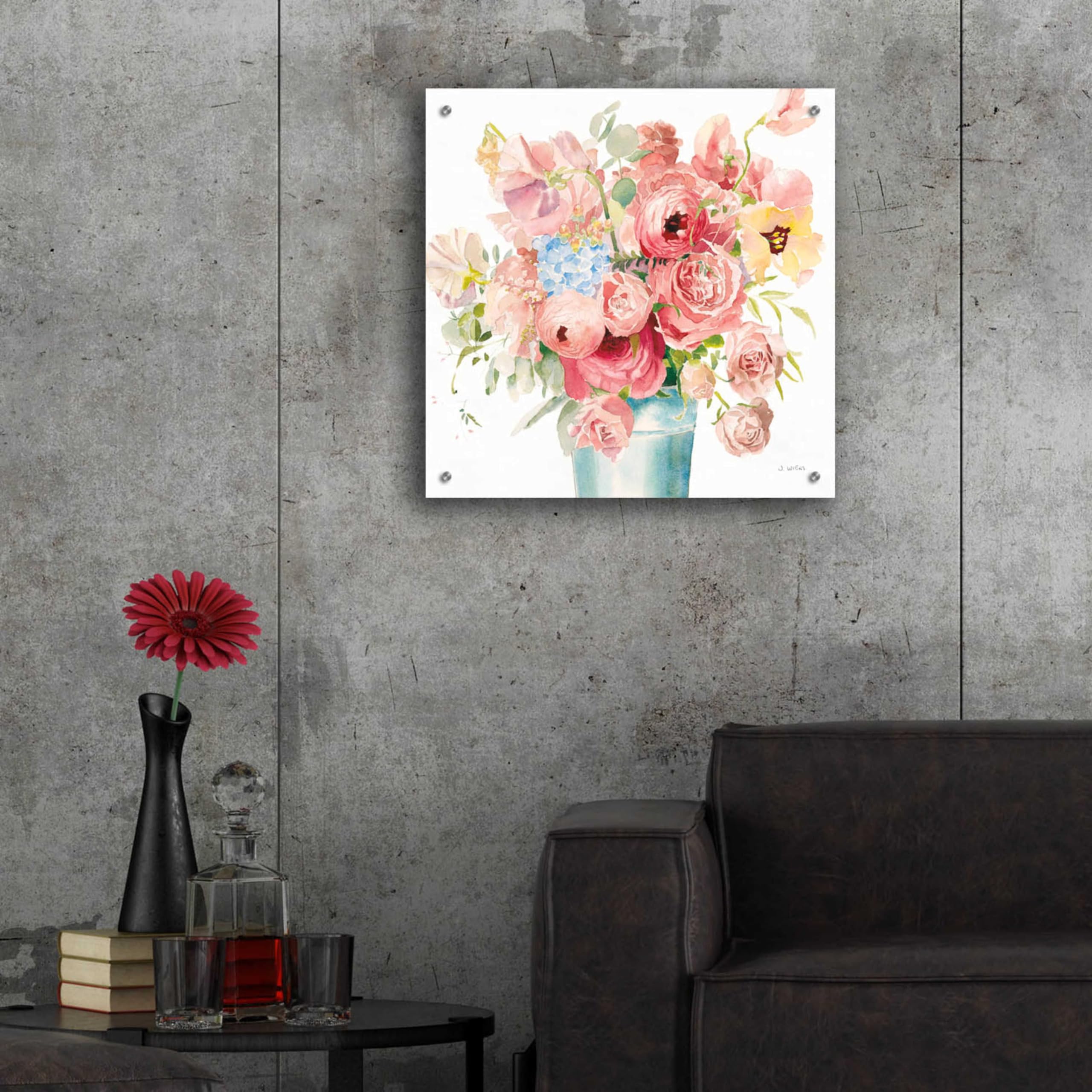 Boho Bouquet VII Acrylic Glass Wall Art by James Wiens - 24x24 Inch Modern Abstract Painting for Living Room, Bedroom & Office Decor