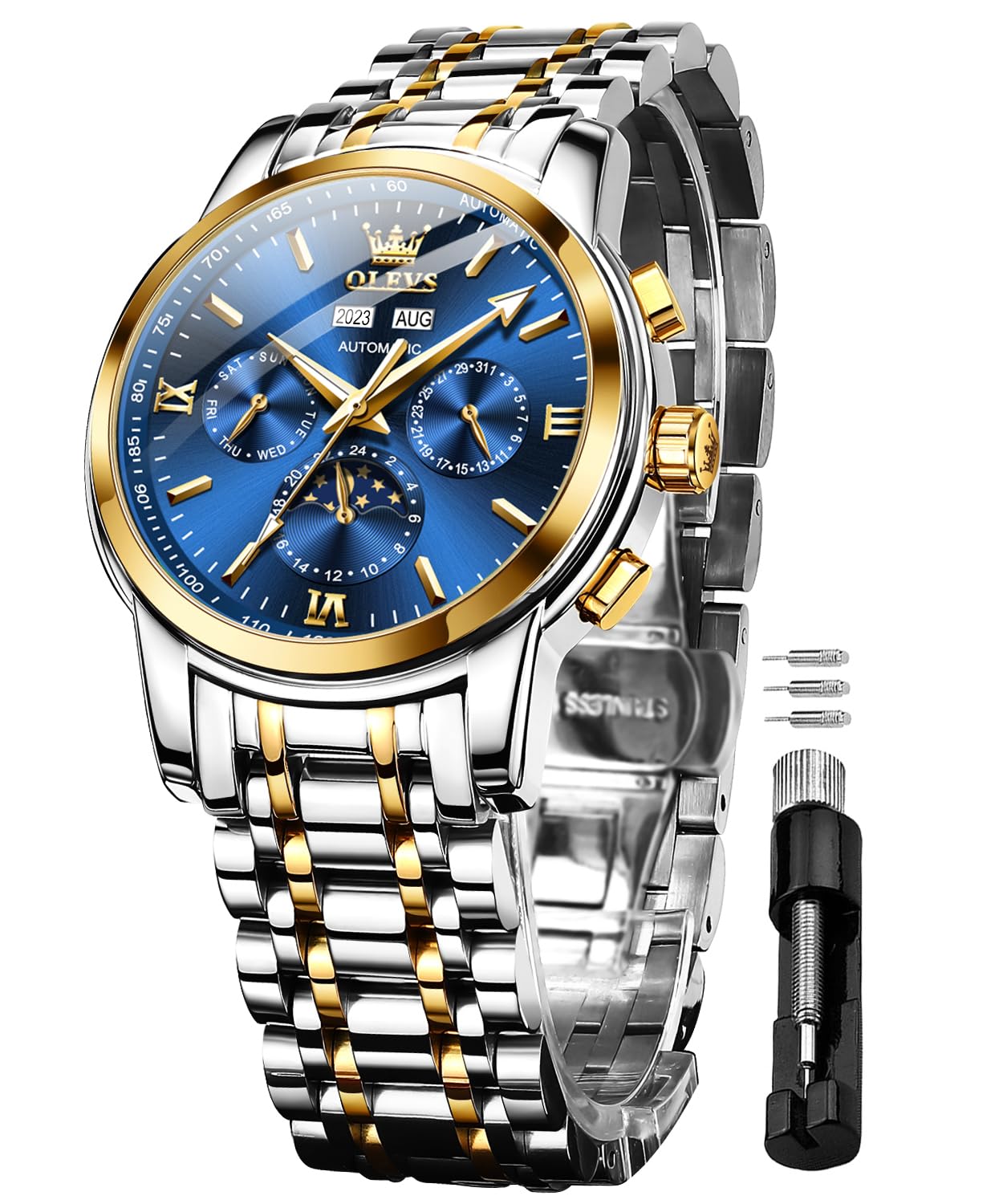 OLEVS Automatic Men's Watch - Luxury Stainless Steel, Waterproof & Luminous for Business & Night Out
