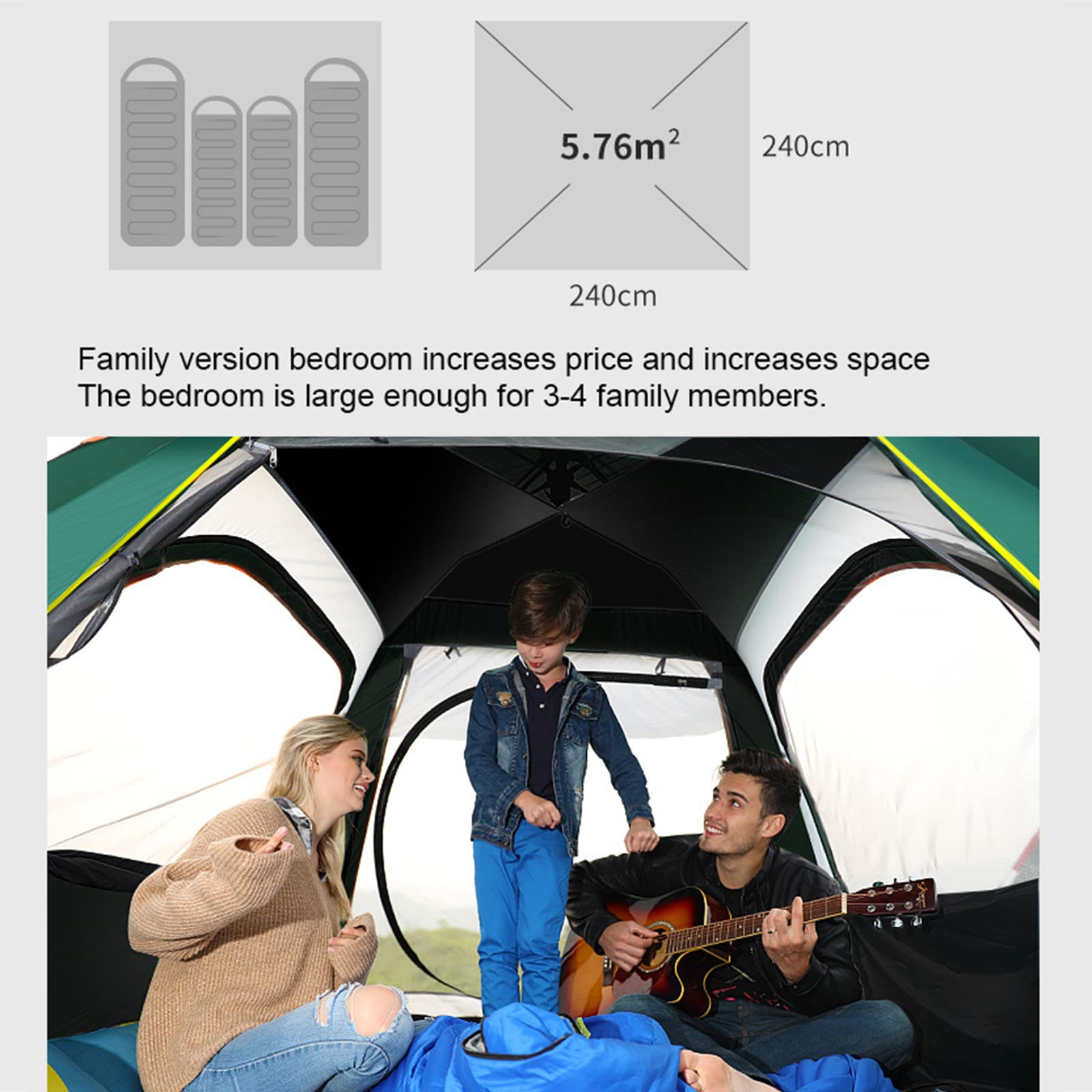 **3-4 Person Ultralight Waterproof Camping Tent - Easy Setup for Backpacking, Hiking & Outdoor Adventures | Perfect for Family Camping & Music Festivals**