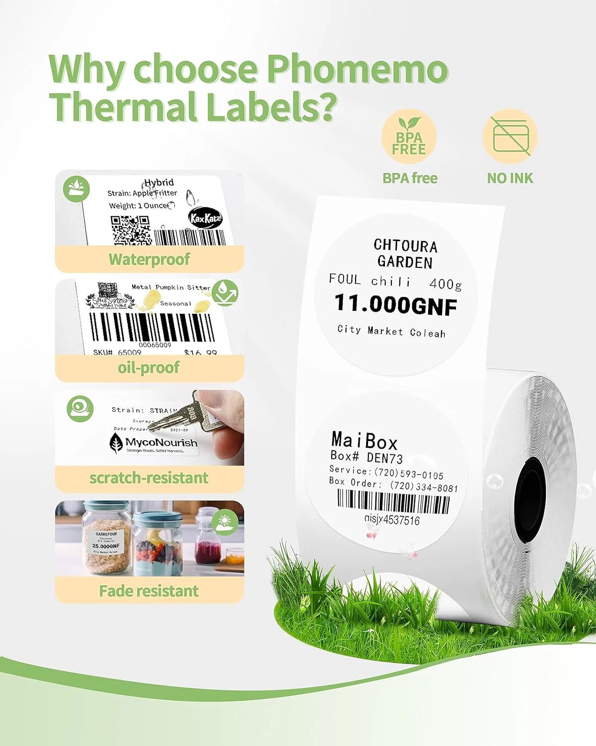 Phomemo 70x80mm Holographic Sticker Thermal Labels for M200/M220/M221 Printers - Perfect for Shipping Labels, Inventory Tags & Small Business Packaging