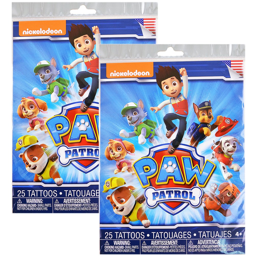 Paw Patrol Temporary Tattoos for Kids - 2 Packs of 50 Fun Cartoon Character Tattoos - Perfect for Birthday Parties, School Rewards & Playtime Activities