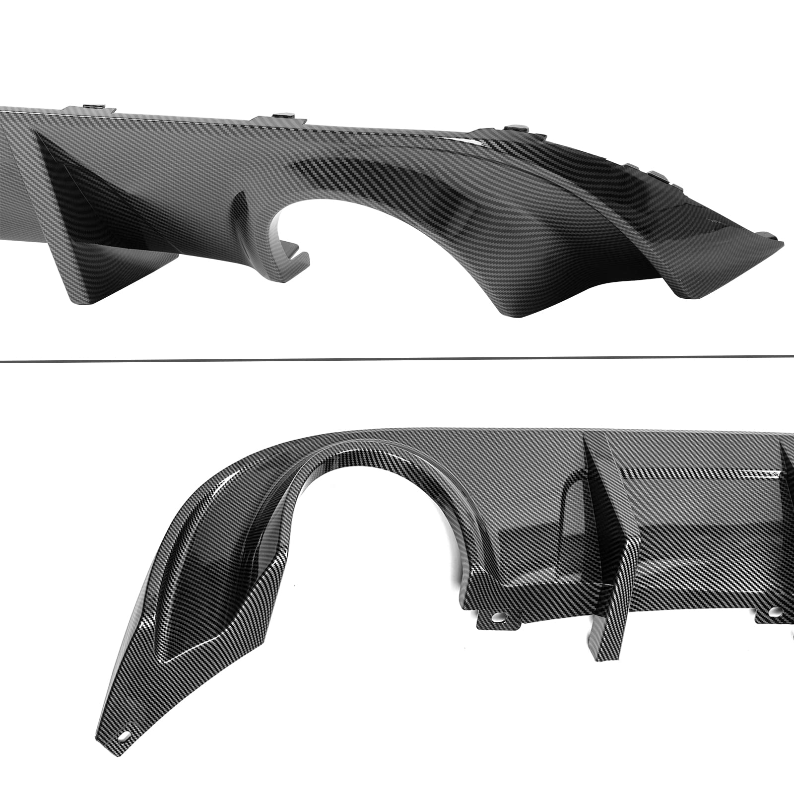 IKON MOTORSPORTS Rear Bumper Diffuser for 2015-2023 Dodge Charger Base & SXT - Carbon Fiber Print PP Lip Splitter | Enhances Aerodynamics & Sporty Look for Street Racing & Car Shows