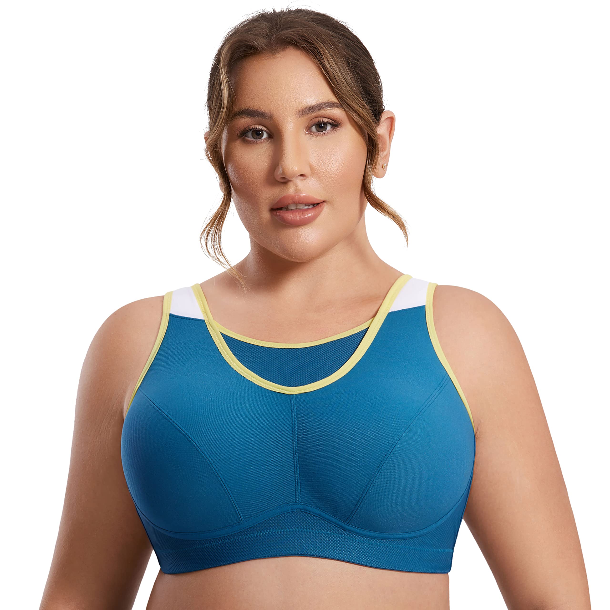 SYROKAN Women's Plus Size High Impact Sports Bra - Wirefree Full Figure Workout Bras for Running, Gym & High-Intensity Training