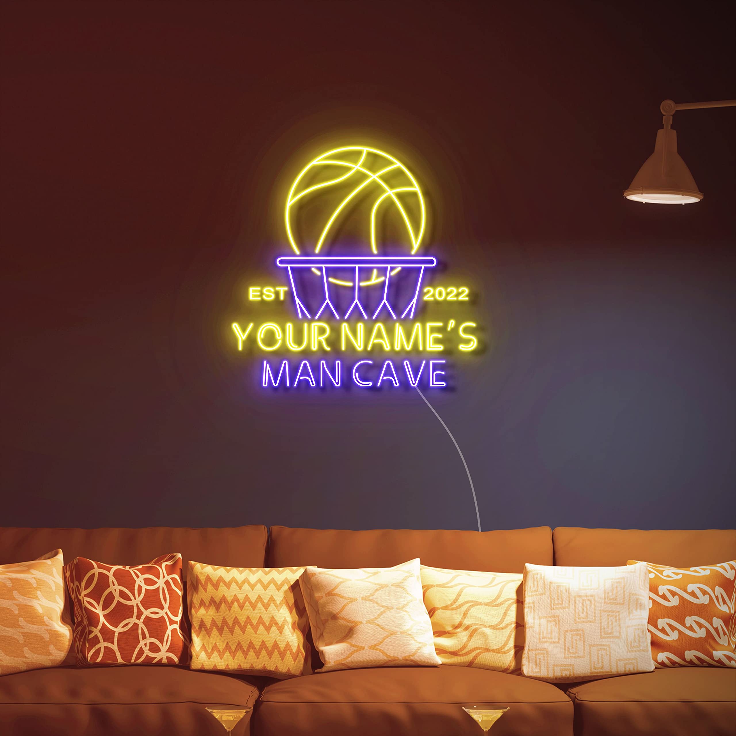 ADVPRO Custom Basketball LED Neon Sign - Ultra Bright Blue & Yellow Light for Man Cave, Game Room, Bar Decor - Personalized Sports Gift for Fans
