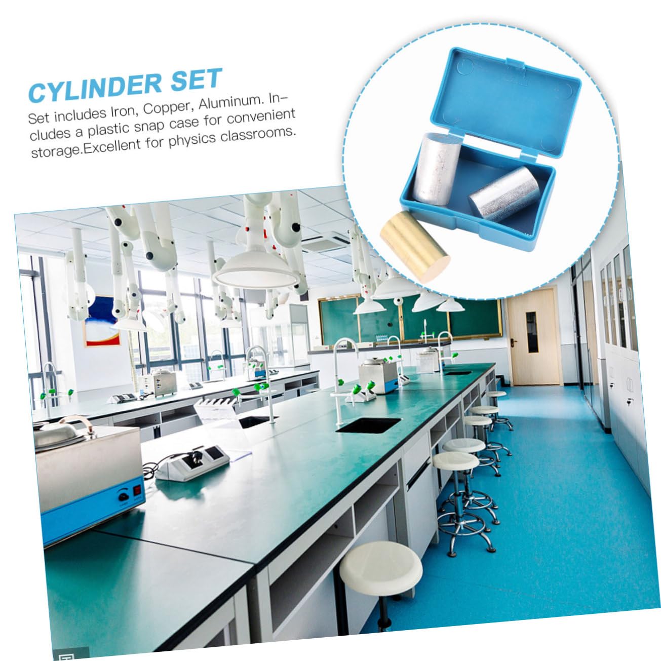 Density & Mass Experiment Set - Metal Gas Bottle, Aluminum Block, Iron Cylinder for Physics Labs & STEM Education | Includes Christian Leather Bookmark & Grocery Cart