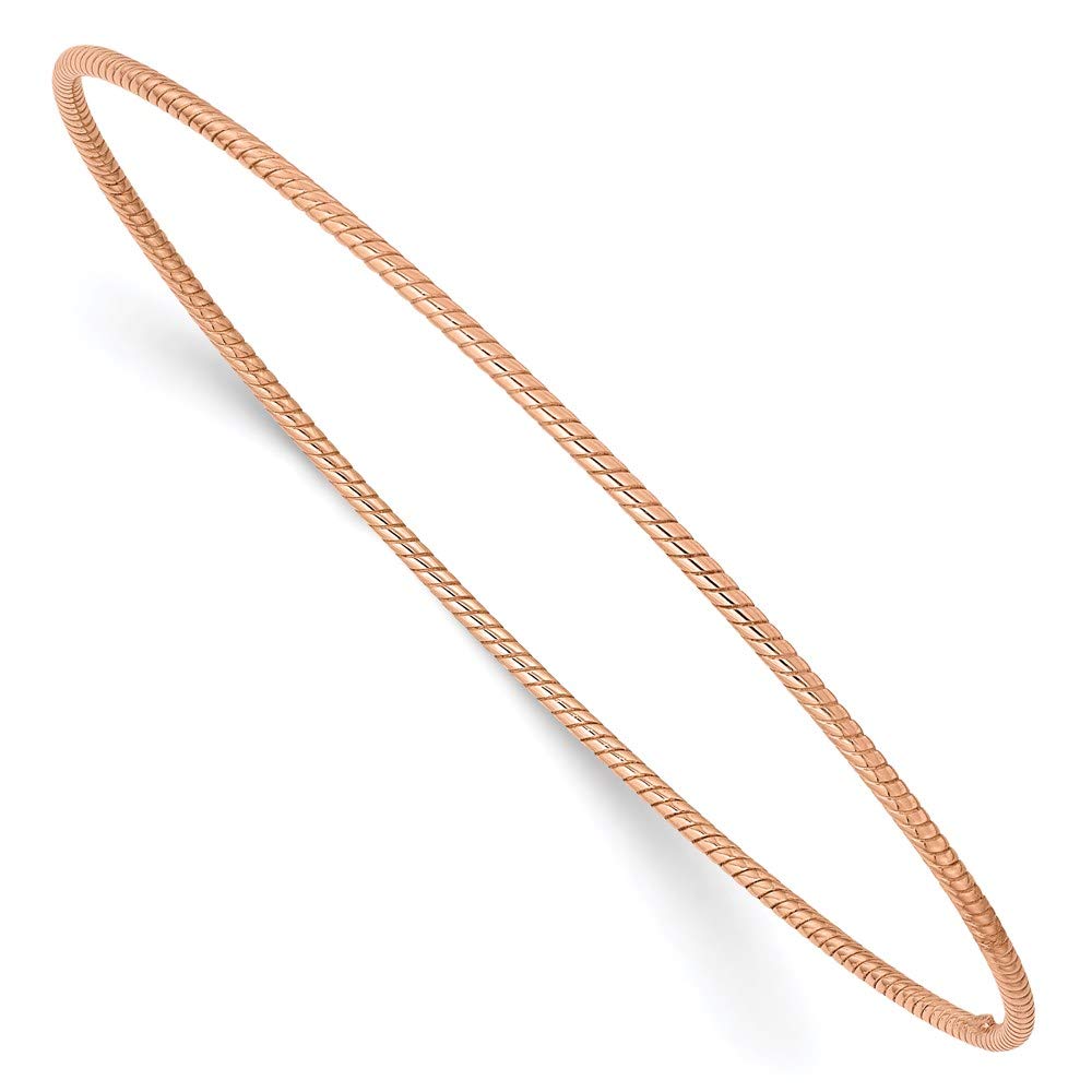 14K Rose Gold 1.5mm Twist Slip-On Bangle Bracelet for Women - Elegant Stackable Jewelry for Everyday Wear, Parties & Special Occasions