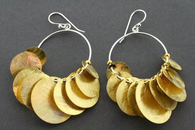 9 Disc Hoop Earrings - Gold Plated Dangle Earrings for Women, Trendy Party & Everyday Wear