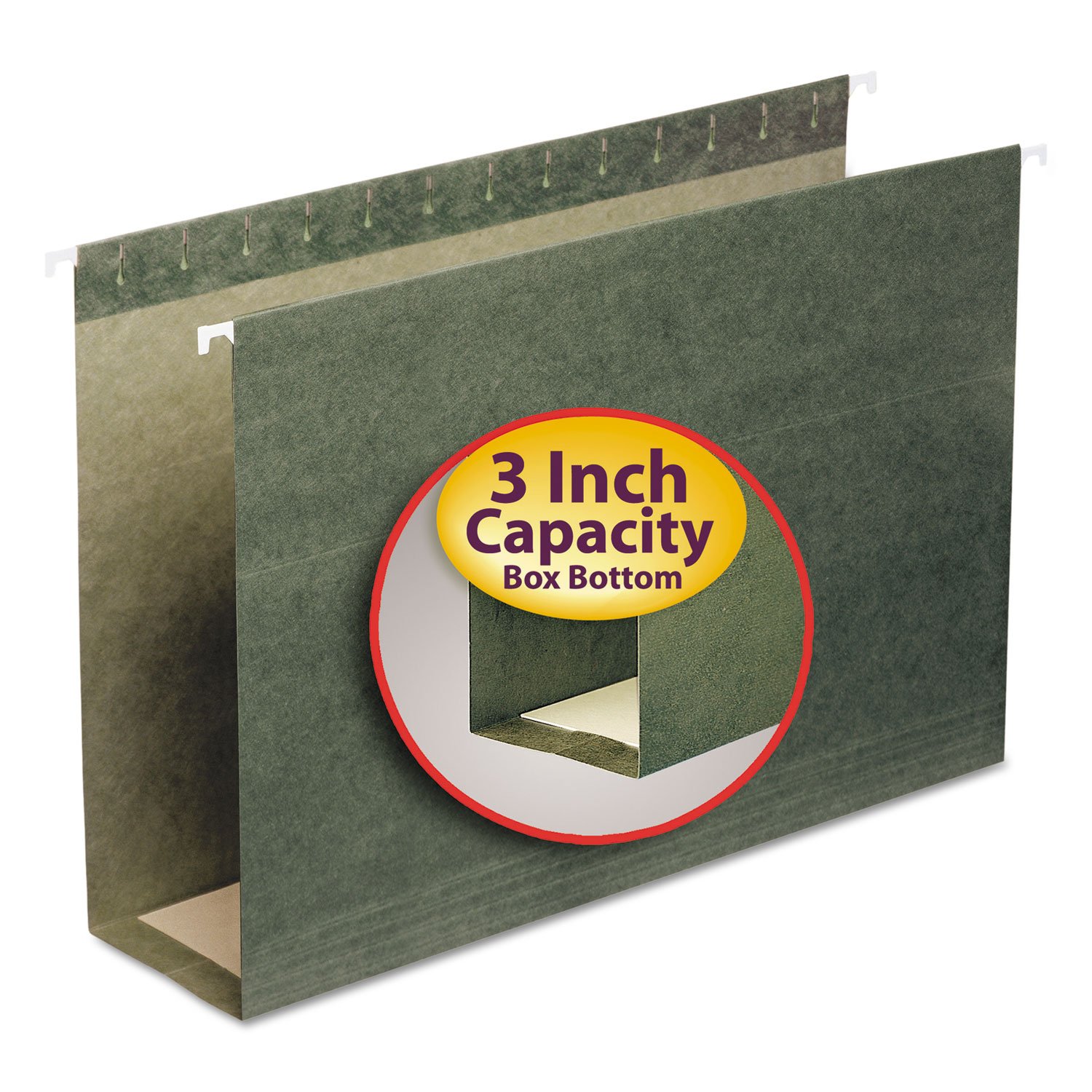 Smead 64379 3-Inch Box Bottom Hanging File Folders - Legal Size, Green, 25-Pack - Perfect for Office Organization & Document Storage