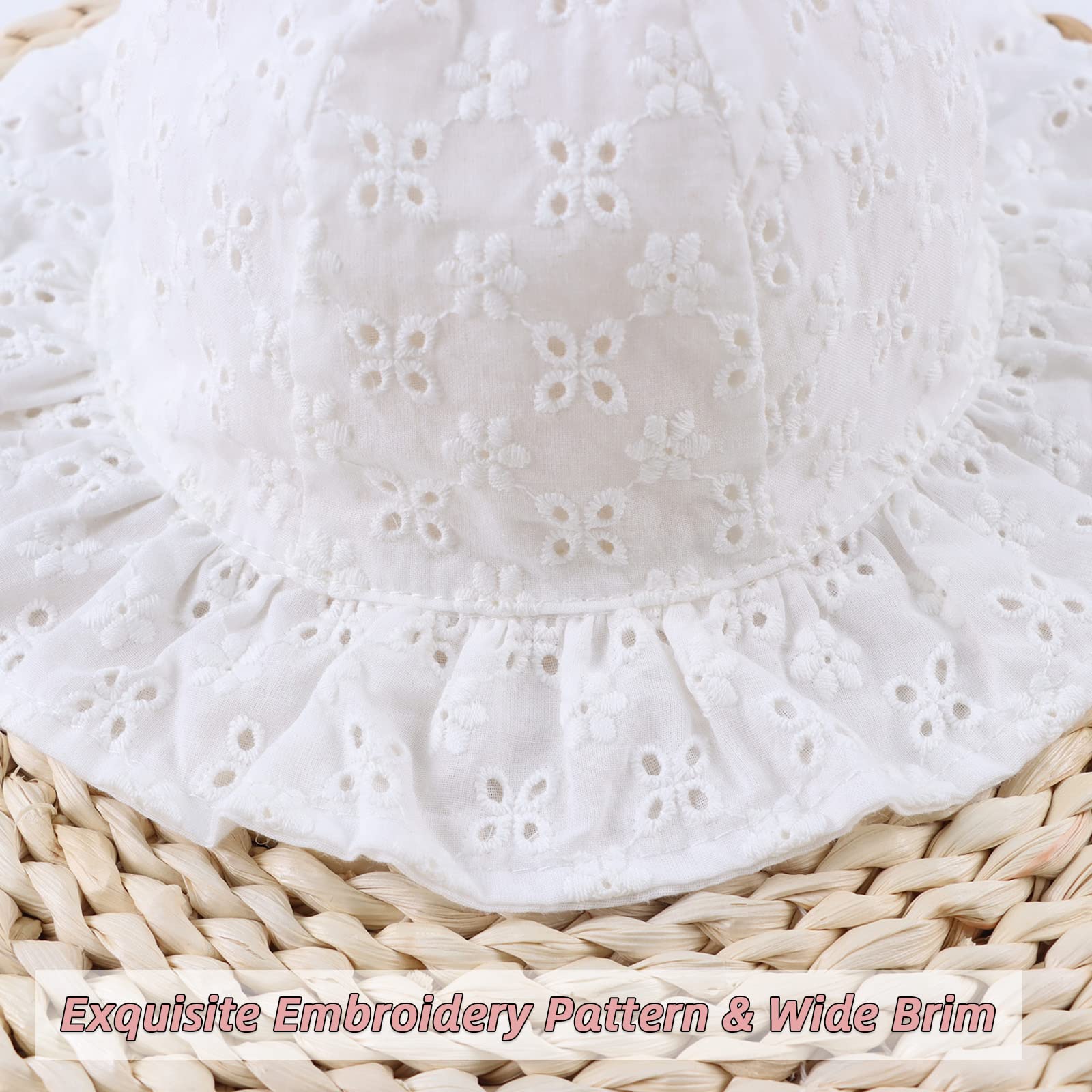 Summer Baby Hats for Girls 0-2 Years - Soft Cotton Infant Sun Hats with Bowknot, Breathable Toddler Bucket Hats for Outdoor Play, Beach, and Park Adventures