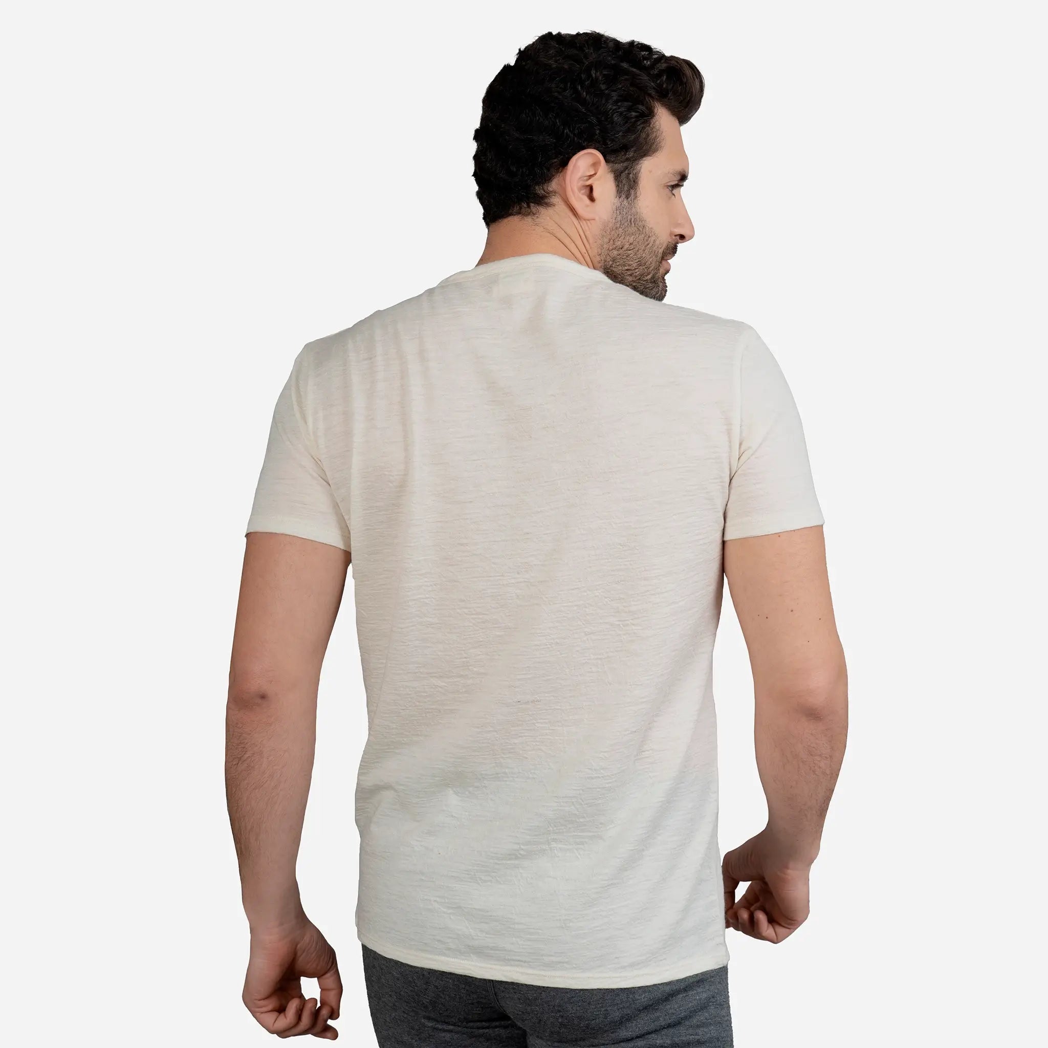 Premium Men's Alpaca Wool T-Shirt - Ultra Lightweight 110g Crew Neck Tee for Outdoor Hiking & Travel Comfort