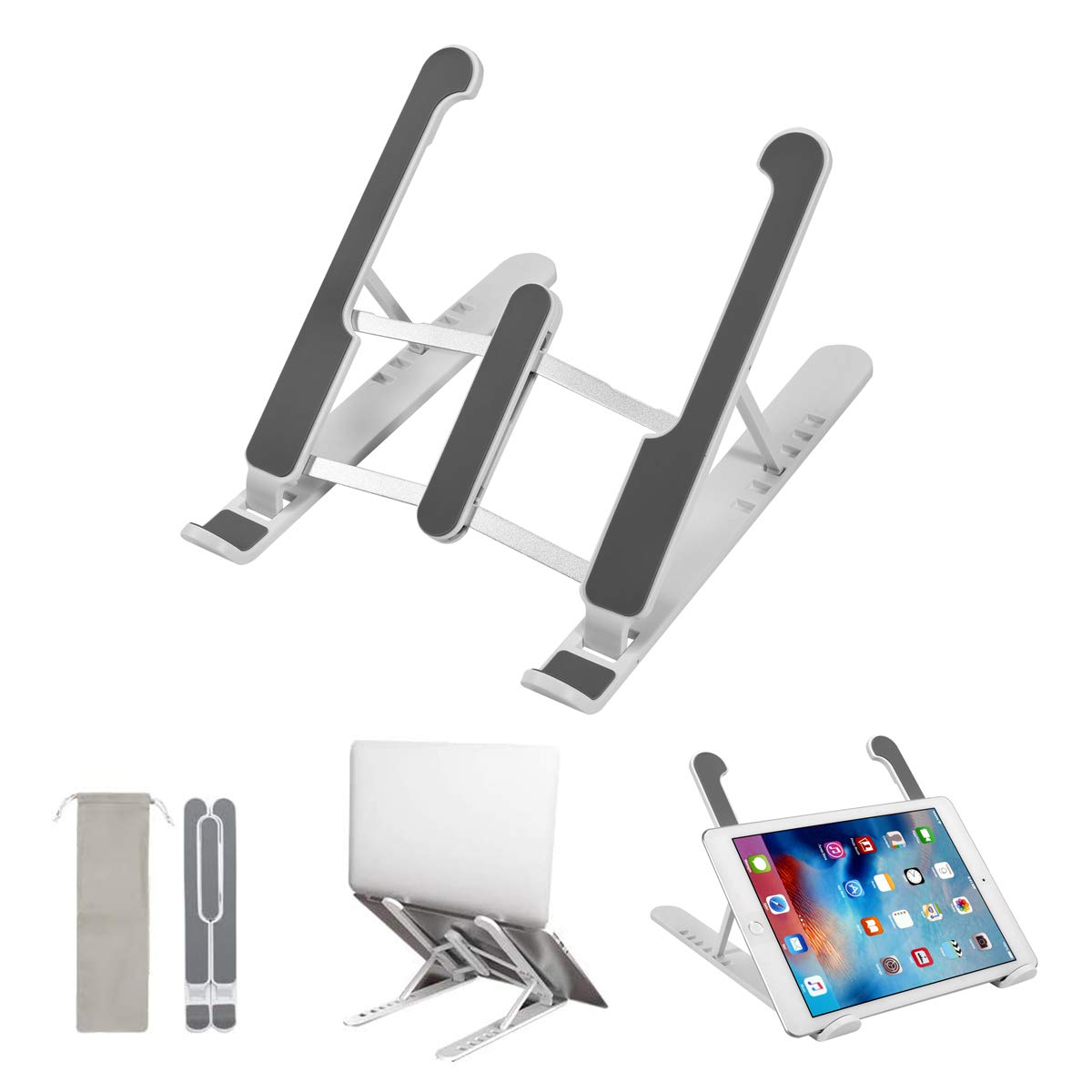 Adjustable Portable Laptop Stand for 6-15.6 Inch Notebooks - Ergonomic Laptop Riser Holder for MacBook, iPad, Tablet & Kindle - Perfect for Home Office, Workstation & Travel Use