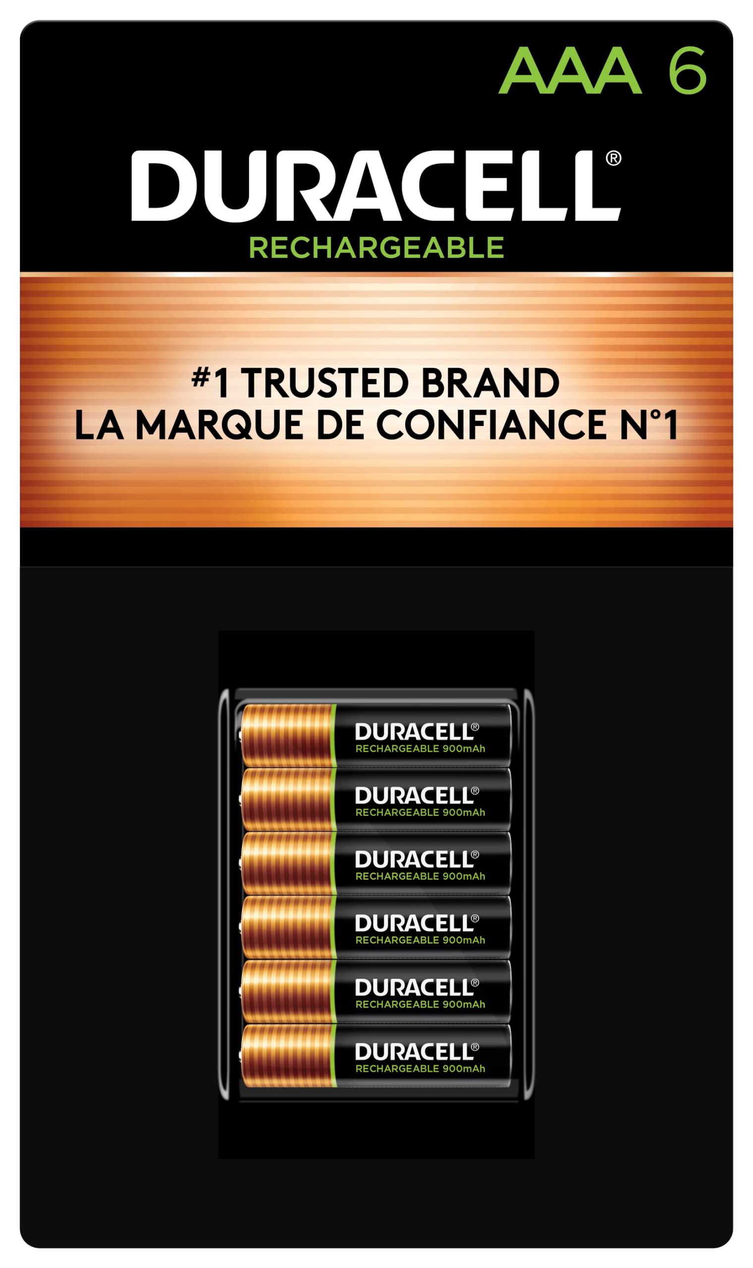 Duracell Rechargeable AAA Batteries 6-Pack - Long Lasting Triple A Batteries for Household & Business Devices - Pre-Charged for Immediate Use - Perfect for Wireless Keyboards, Game Controllers, and Smart Home Devices