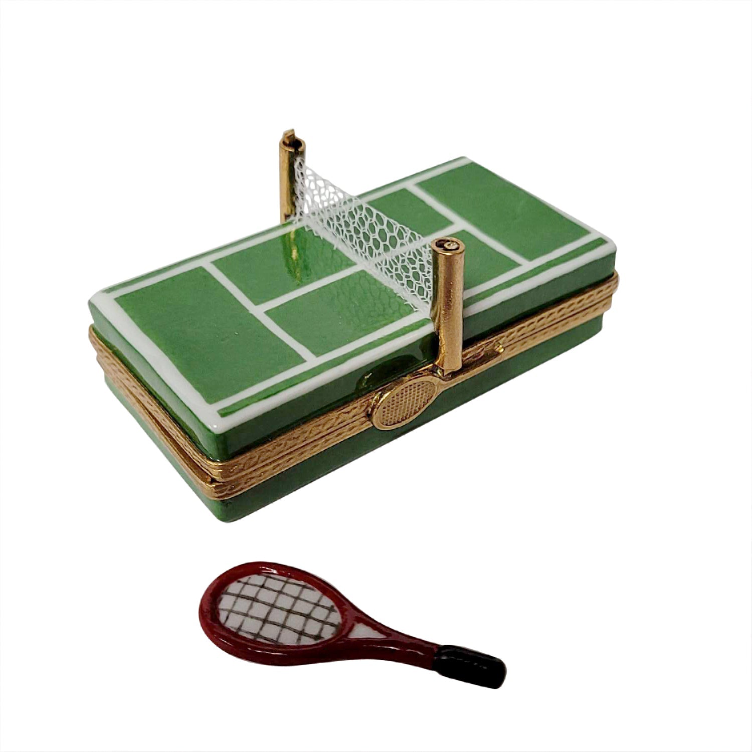 Premium Limoges Porcelain Tennis Court Figurine - Elegant Collectible for Tennis Lovers & Home Decor | Perfect Gift for Players, Coaches & Sports Enthusiasts