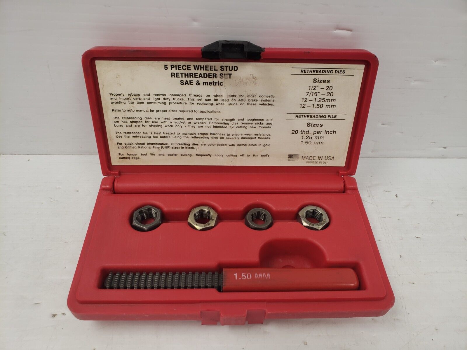 Mac Tools TR2587 Wheel Stud Rethreader Kit - 5 Piece Set for Automotive Repair & Maintenance | Perfect for Mechanics & DIY Car Enthusiasts